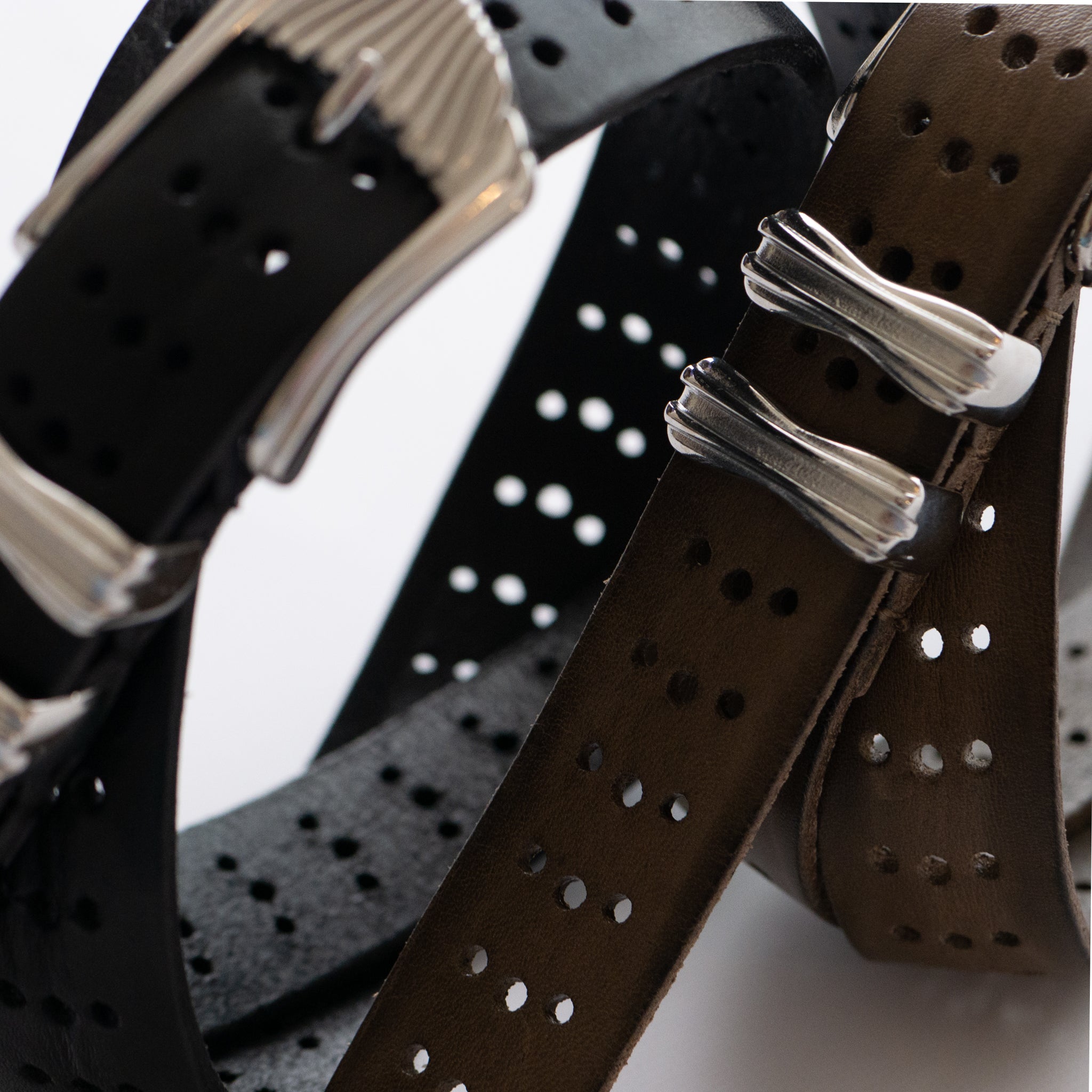 PERFORATED LEATHER WESTERN BELT |W05