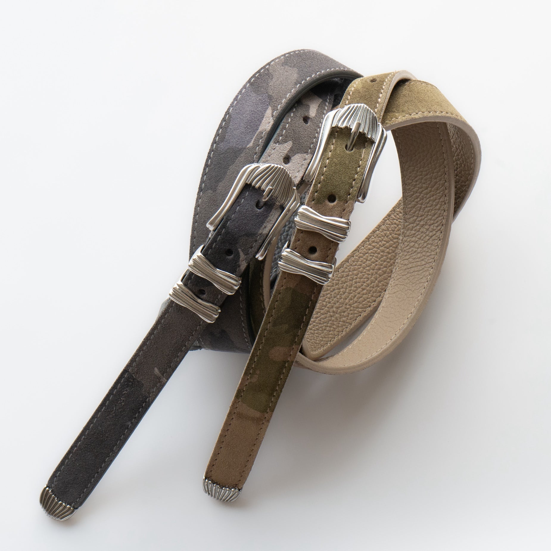 CAMOUFLAGE SUEDE LEATHER WESTERN BELT | W05