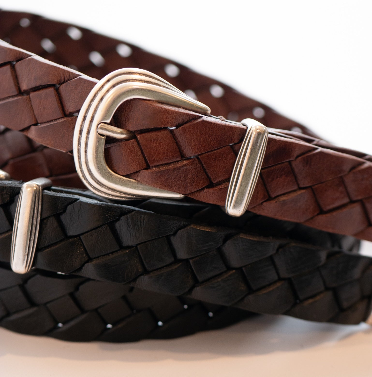 HAND-BRAIDED / leather western mesh belt | W06