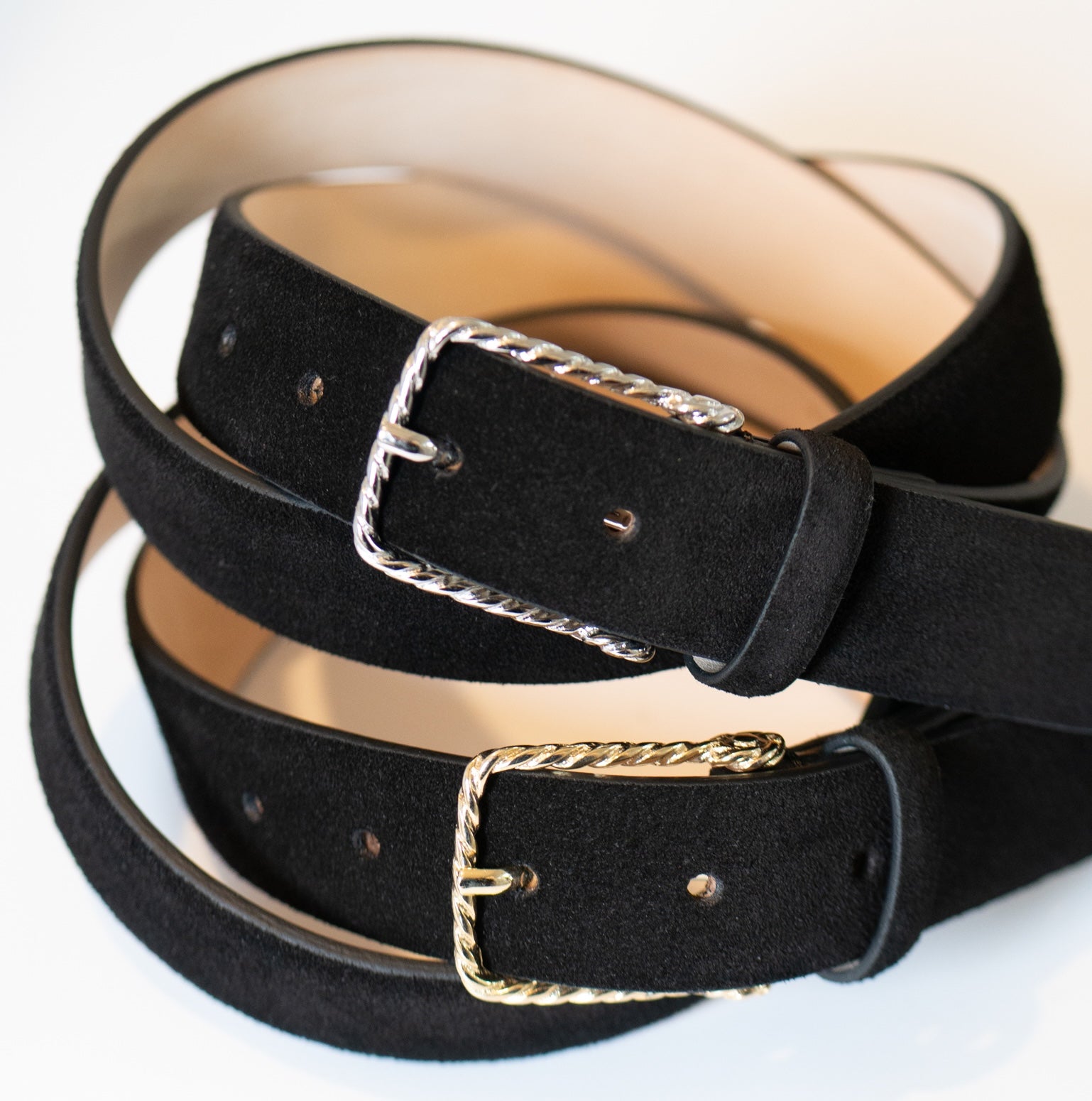 ROPE BUCKLE SUEDE BELT / GOLD BUCKLE