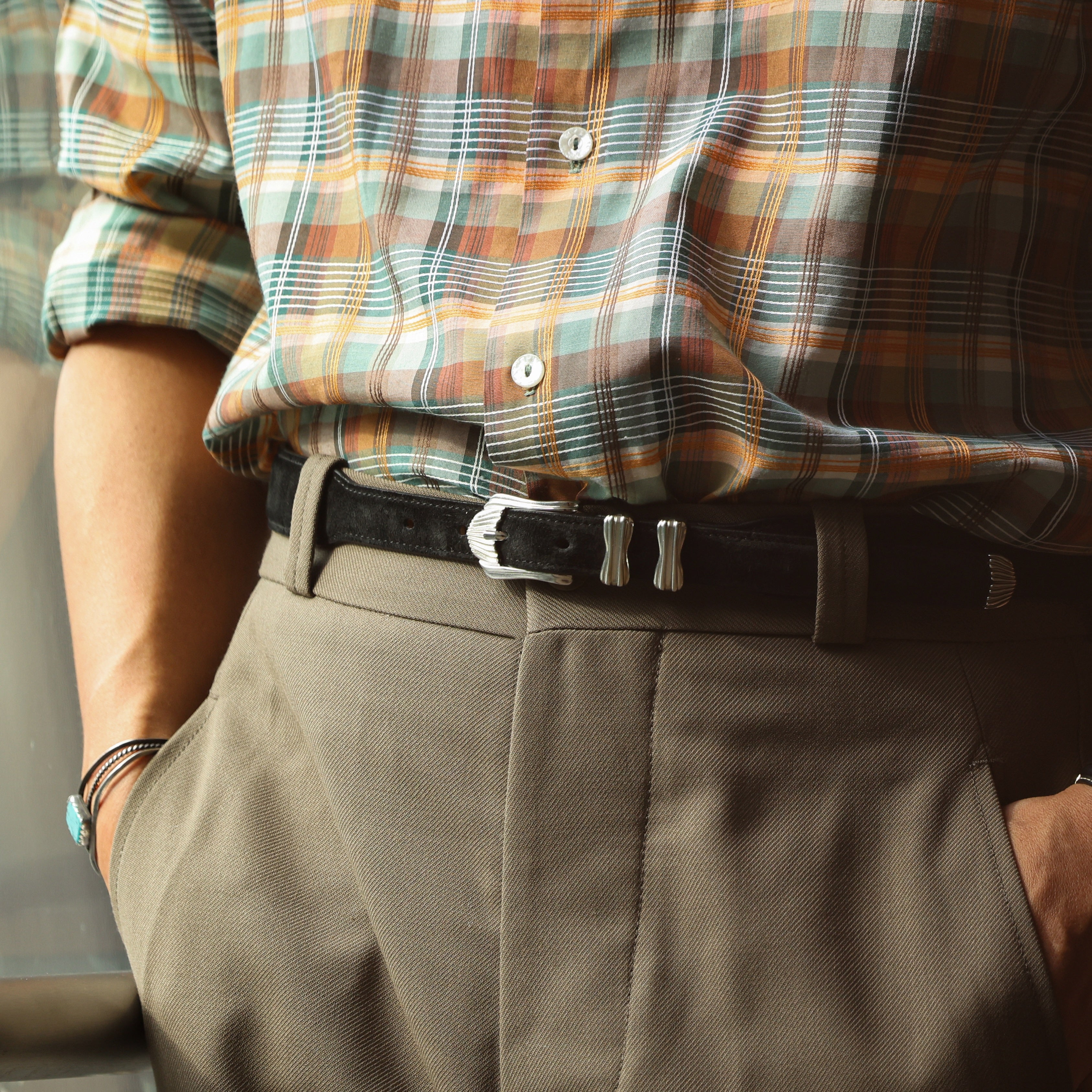 SUEDE LEATHER WESTERN BELT | W05