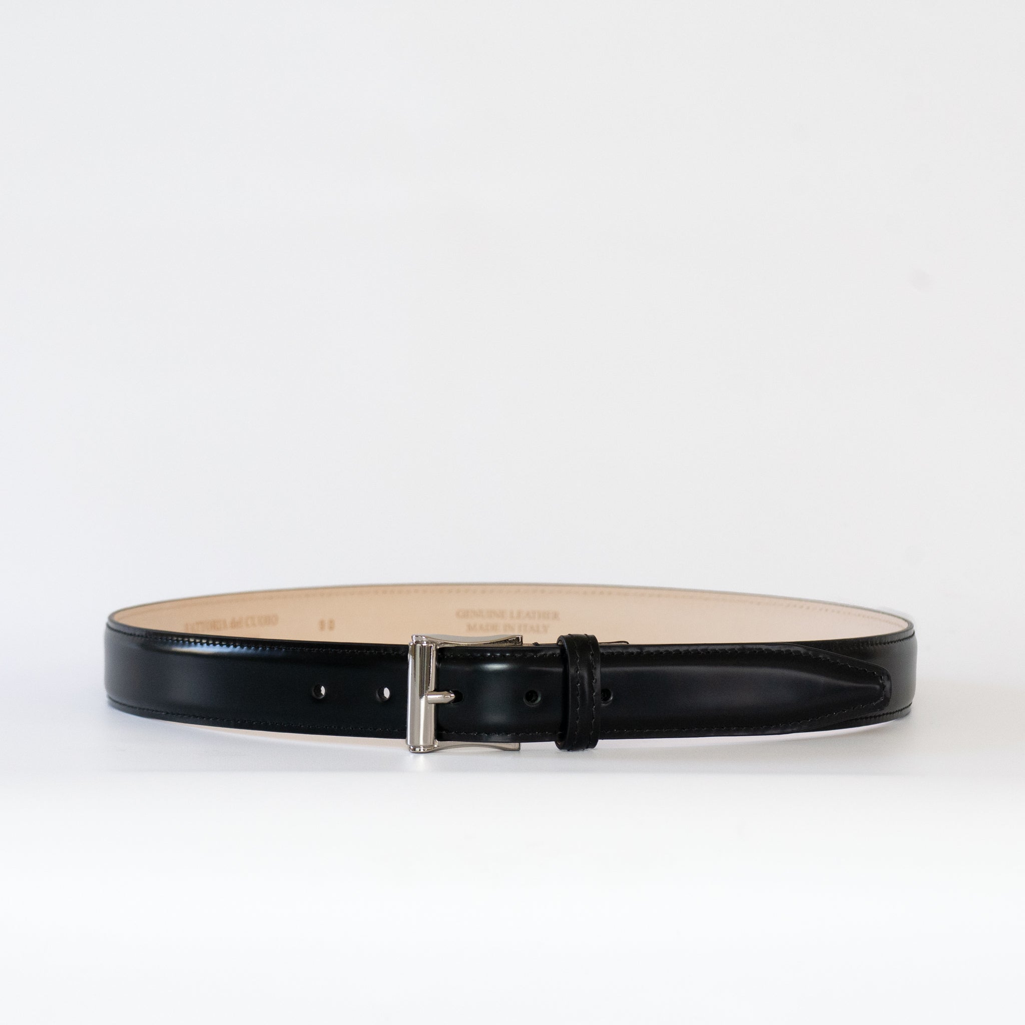 COMPACT square buckle corrected grain leather belt