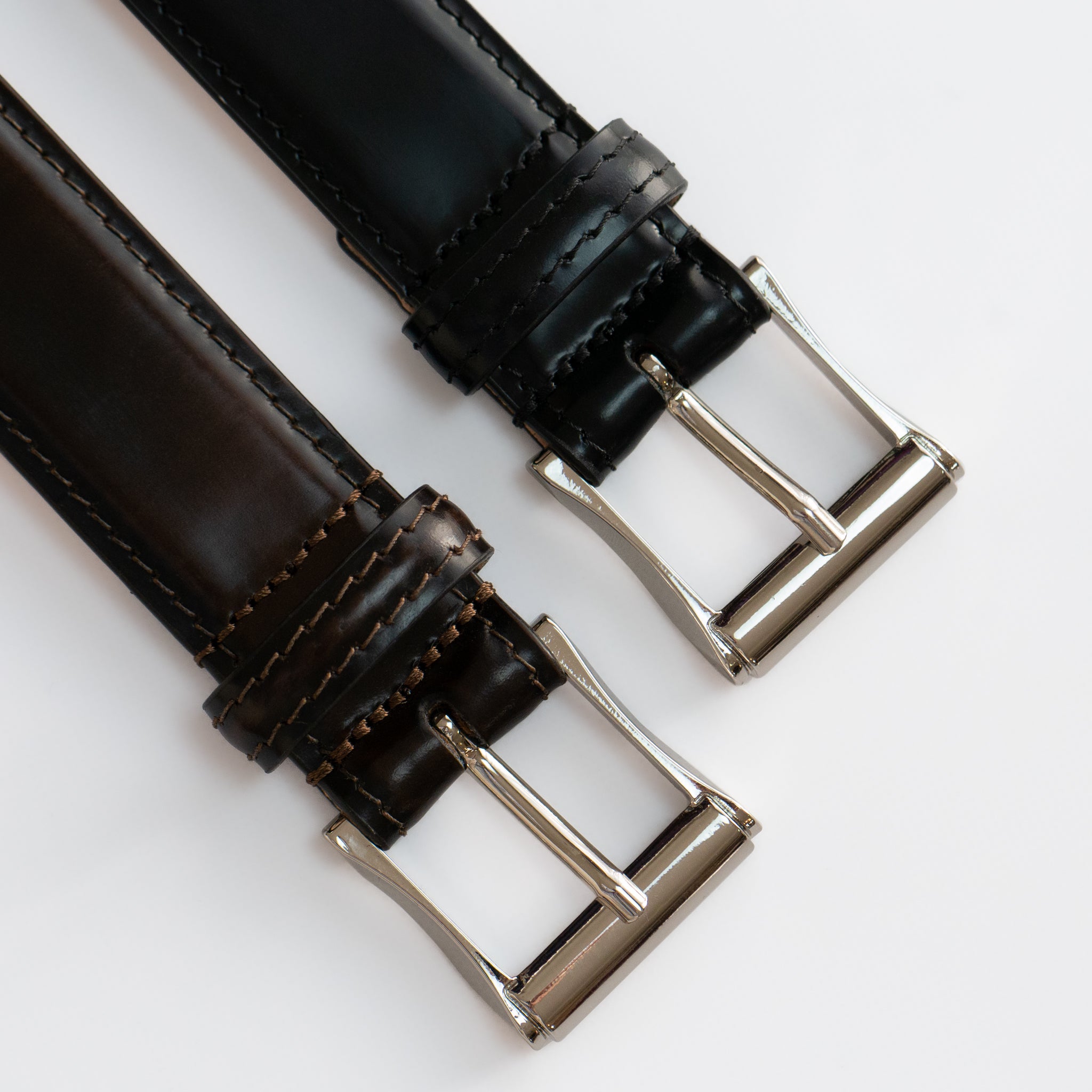 COMPACT square buckle corrected grain leather belt