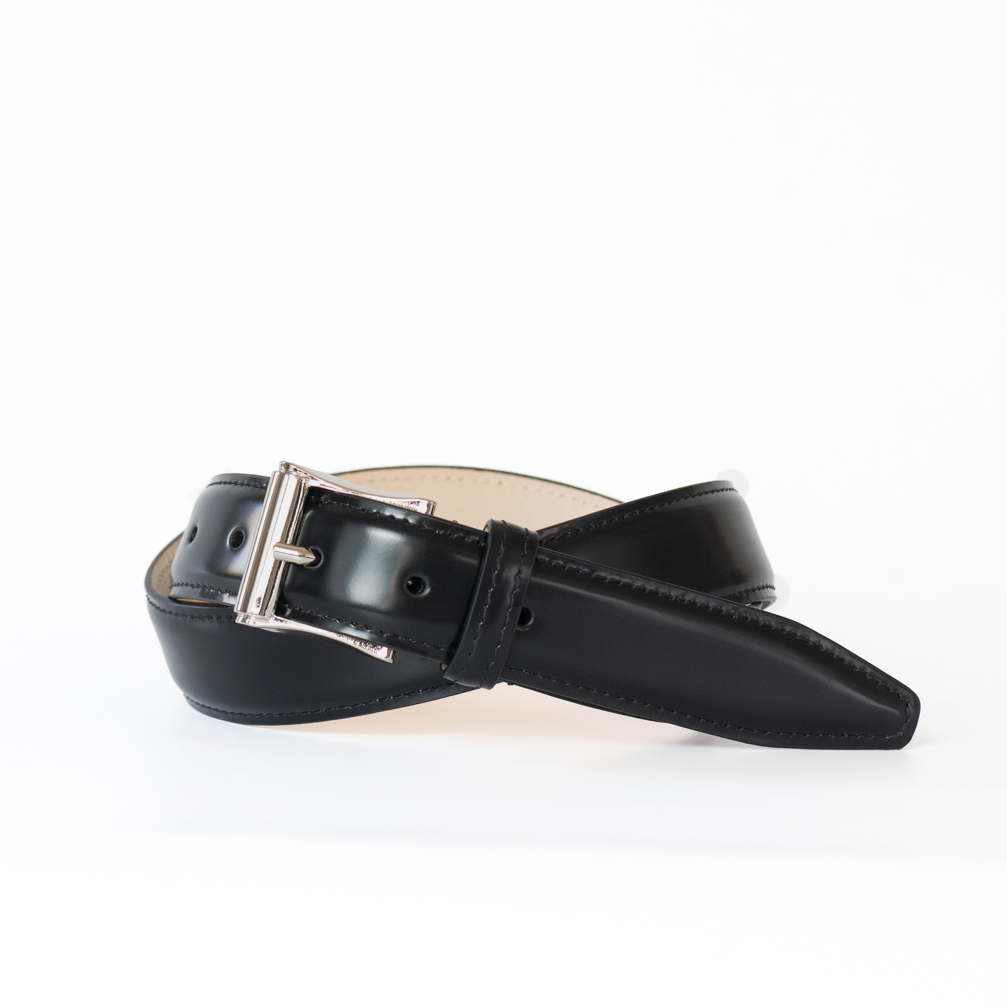 COMPACT square buckle corrected grain leather belt