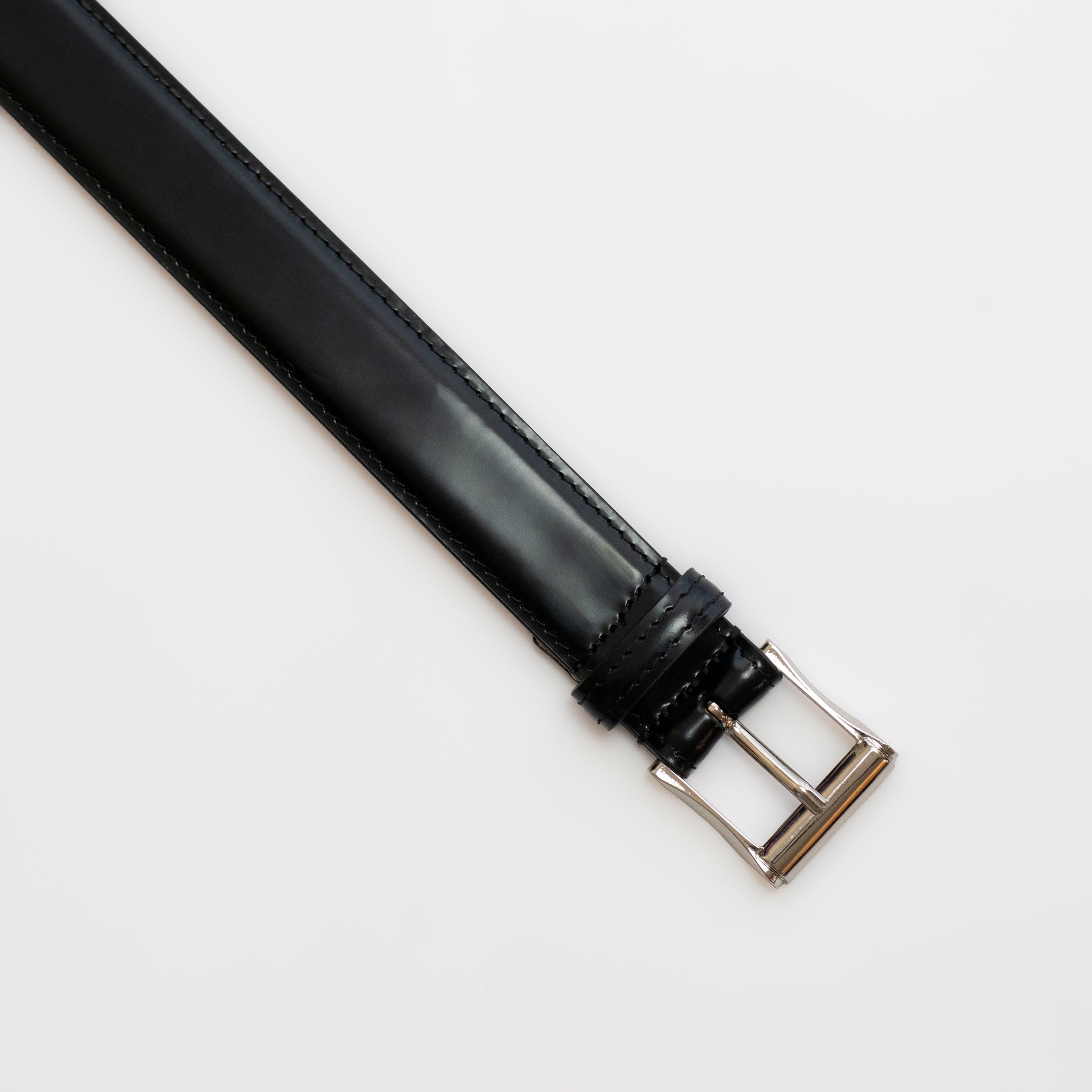 COMPACT square buckle corrected grain leather belt