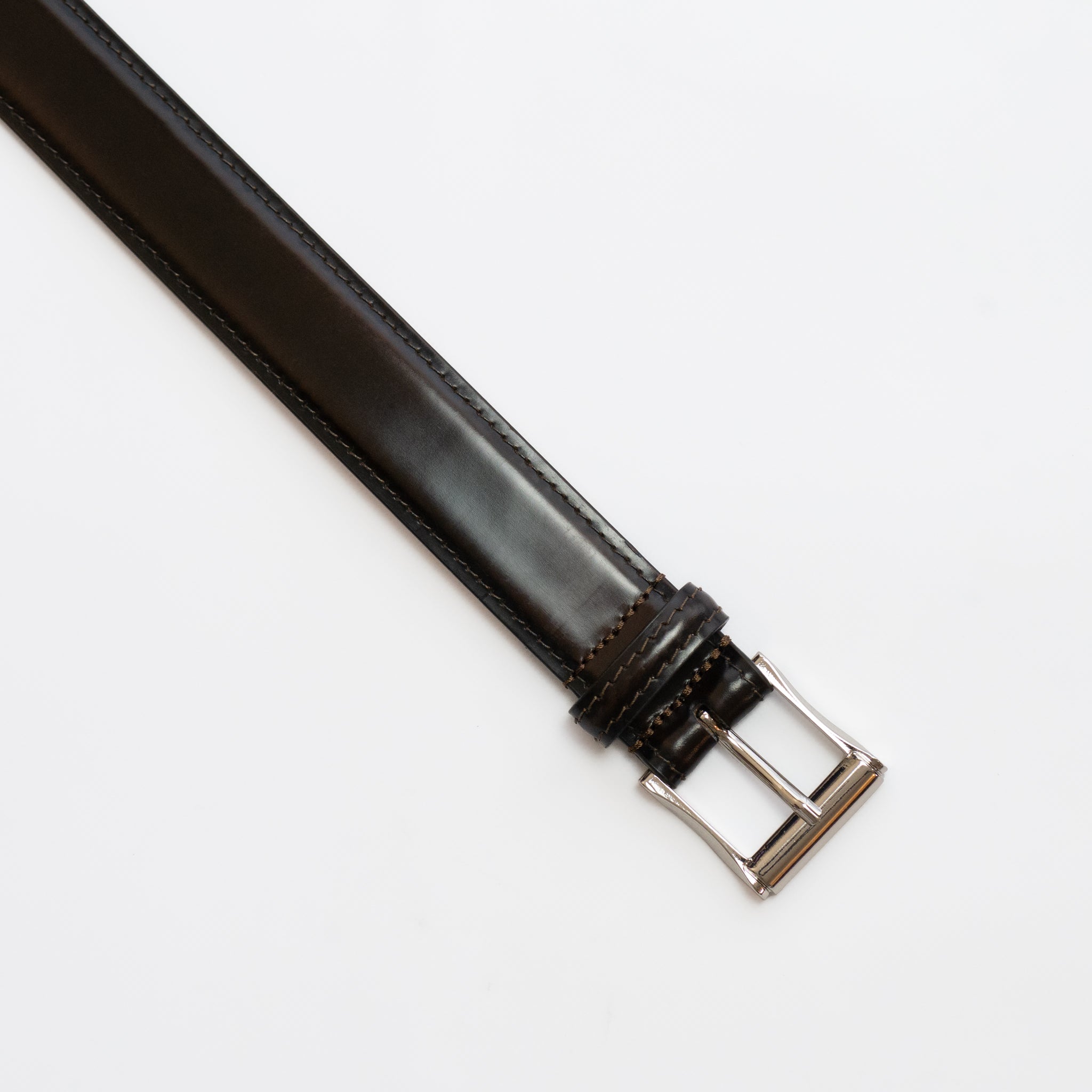 COMPACT square buckle corrected grain leather belt