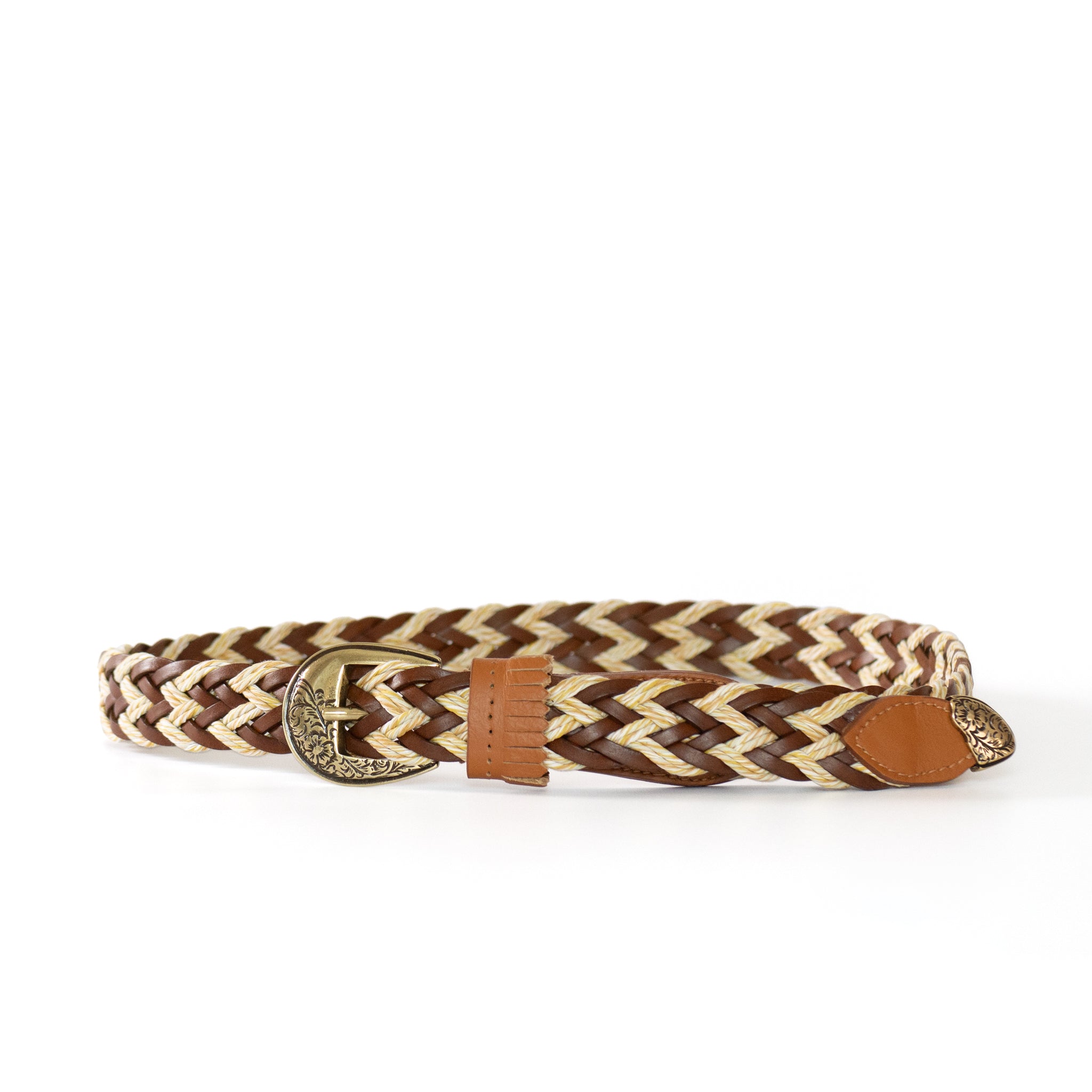 frangia 2° | Leather combination mesh BELT / SILVER & GOLD BUCKLE