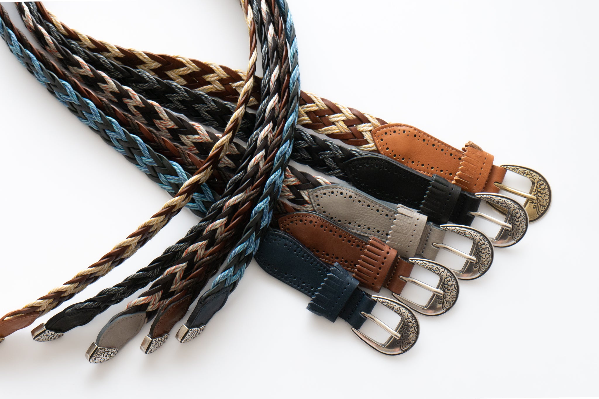 frangia 2° | Leather combination mesh BELT / SILVER & GOLD BUCKLE