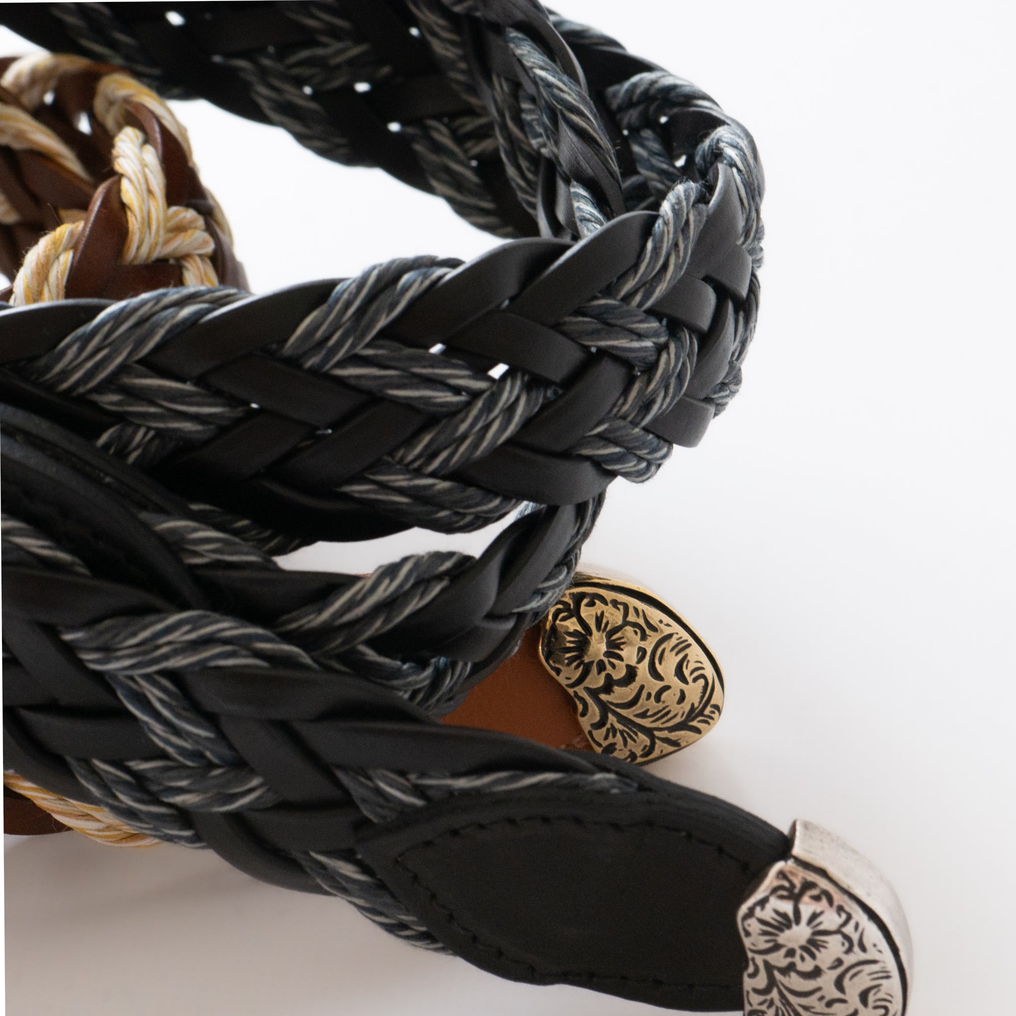 frangia 2° | Leather combination mesh BELT / SILVER & GOLD BUCKLE