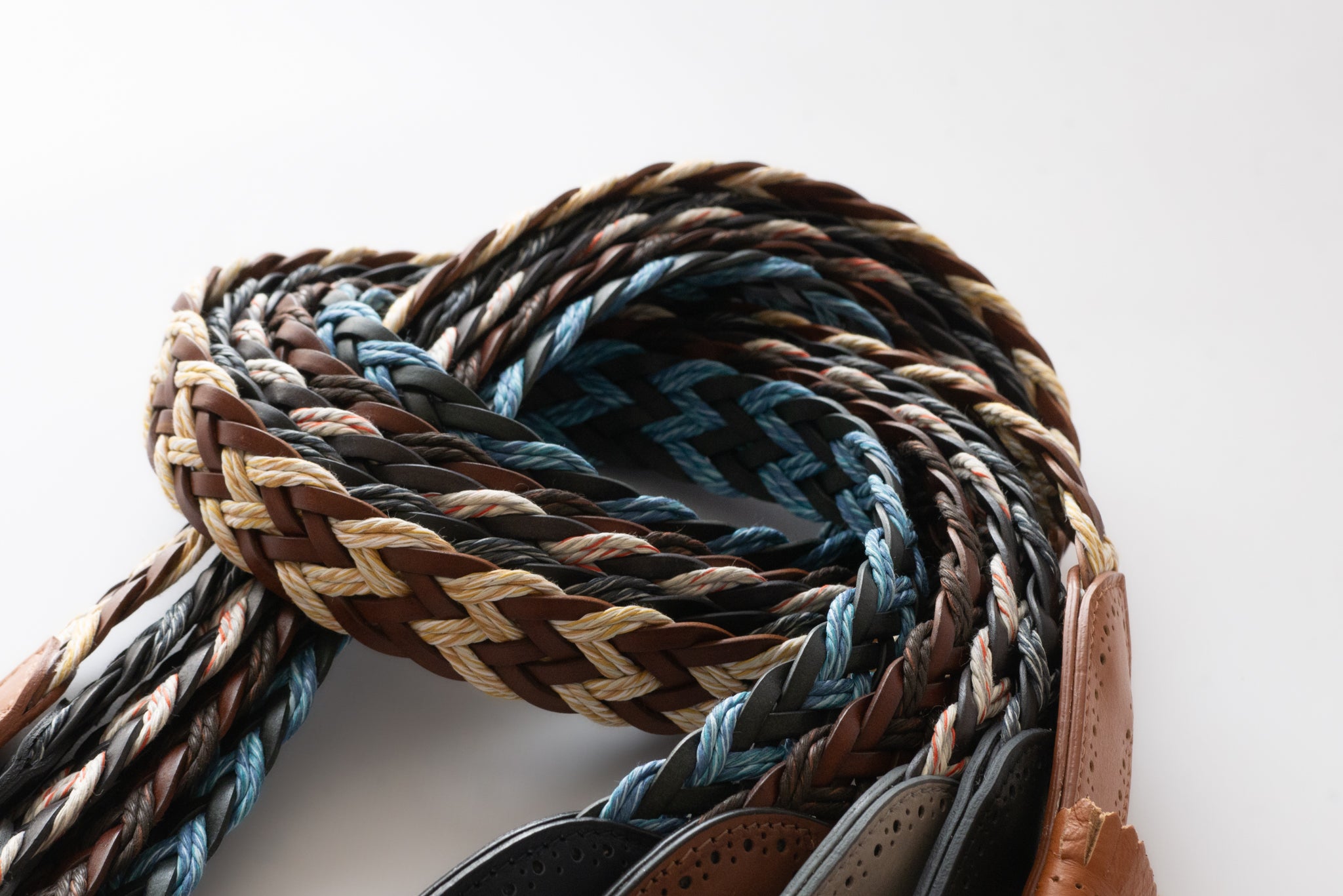 frangia 2° | Leather combination mesh BELT / SILVER & GOLD BUCKLE