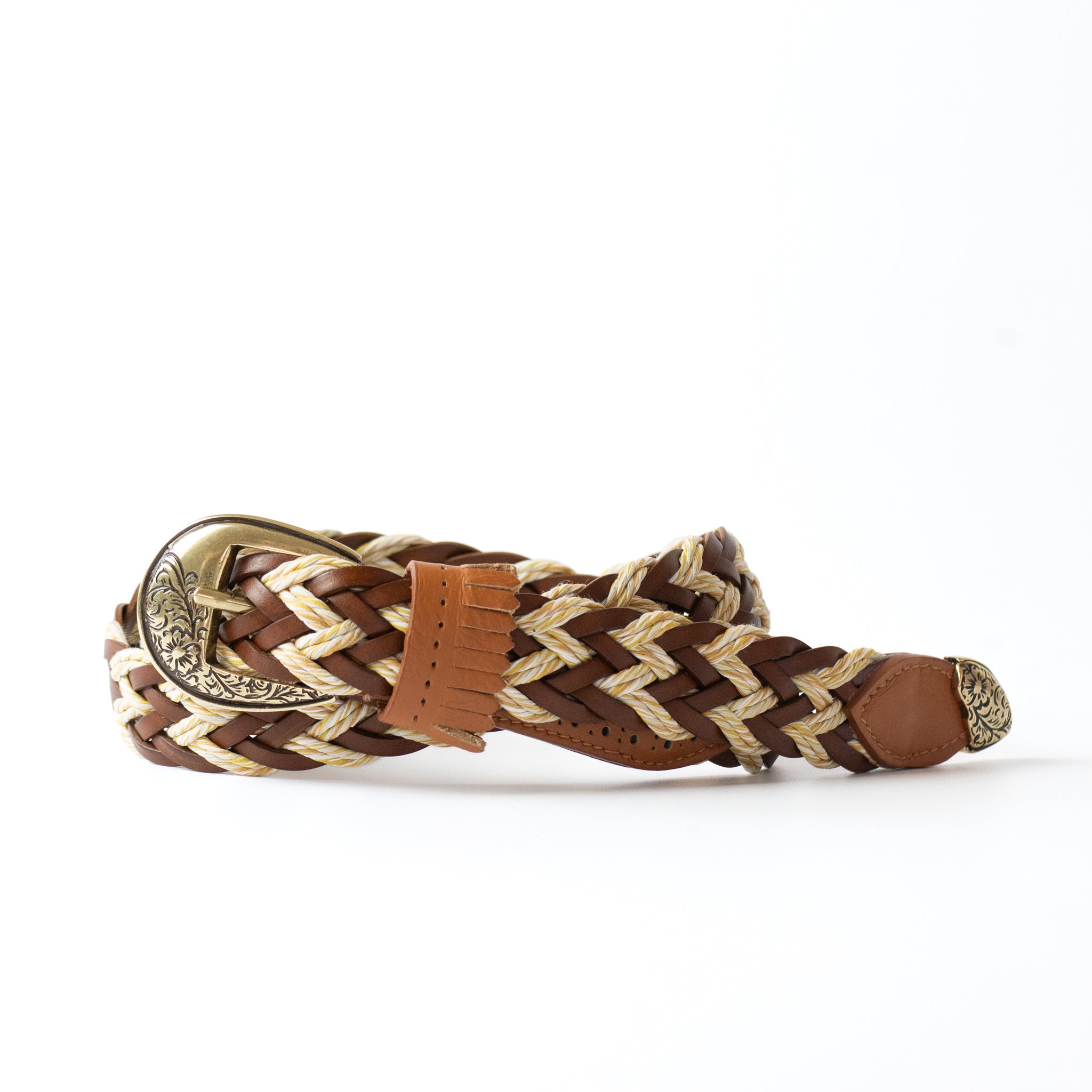 frangia 2° | Leather combination mesh BELT / SILVER & GOLD BUCKLE