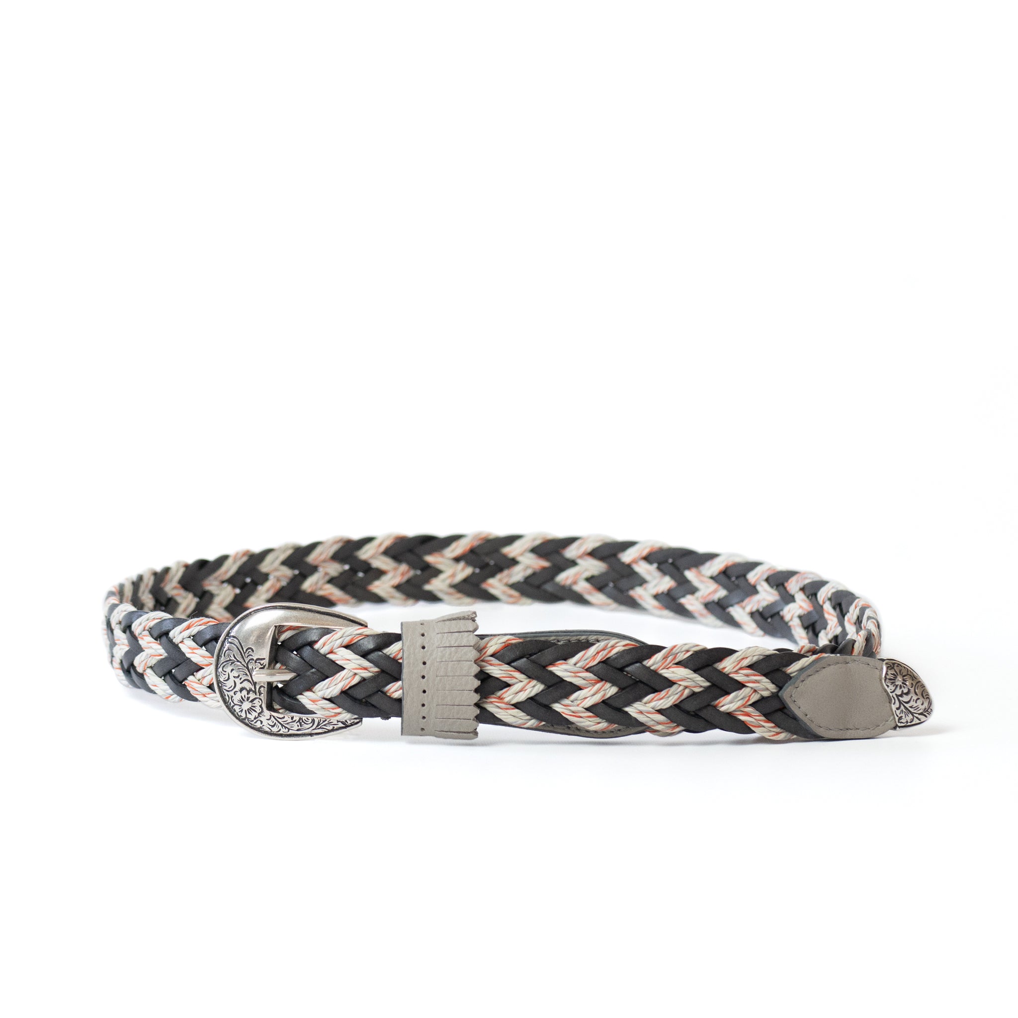frangia 2° | Leather combination mesh BELT / SILVER & GOLD BUCKLE