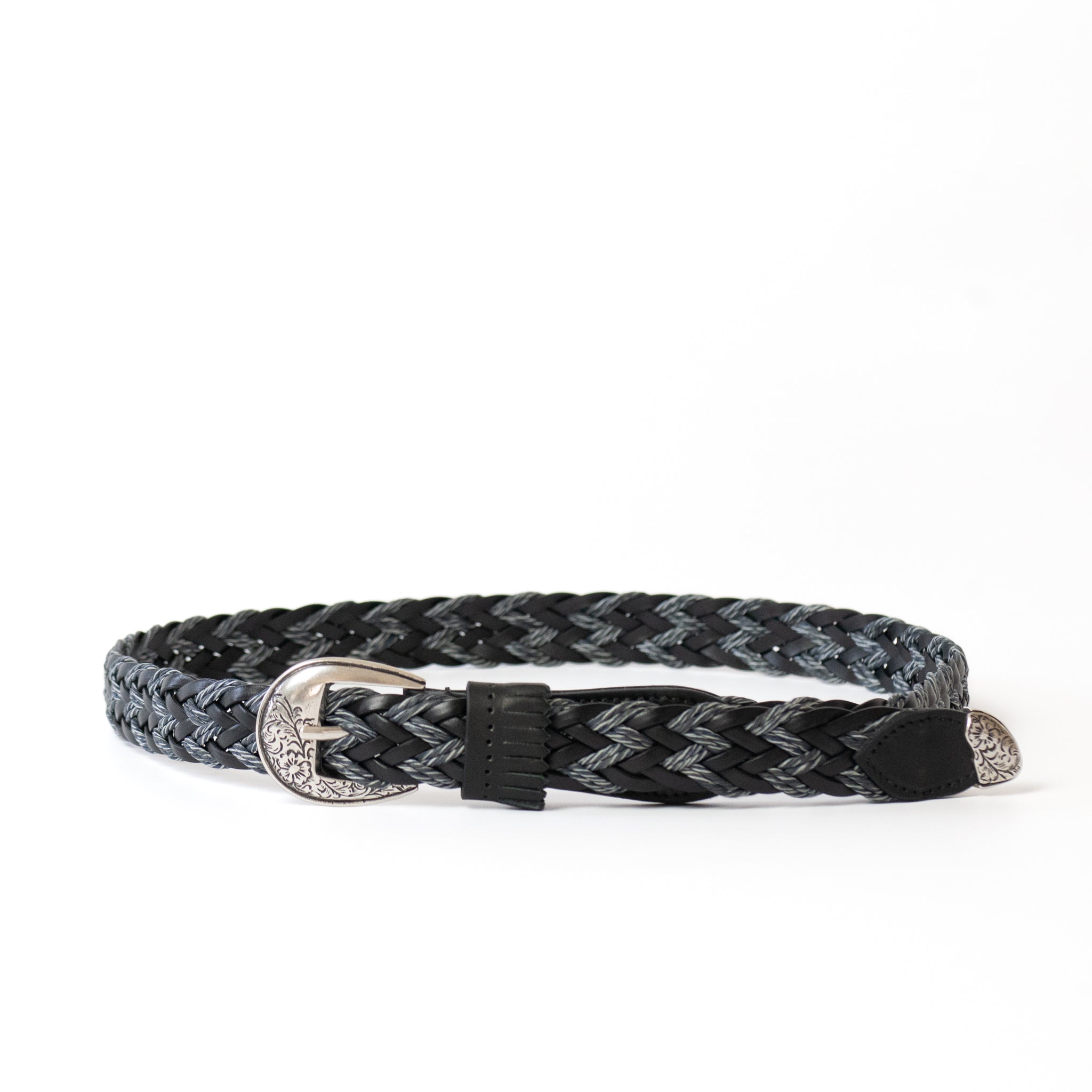 frangia 2° | Leather combination mesh BELT / SILVER & GOLD BUCKLE
