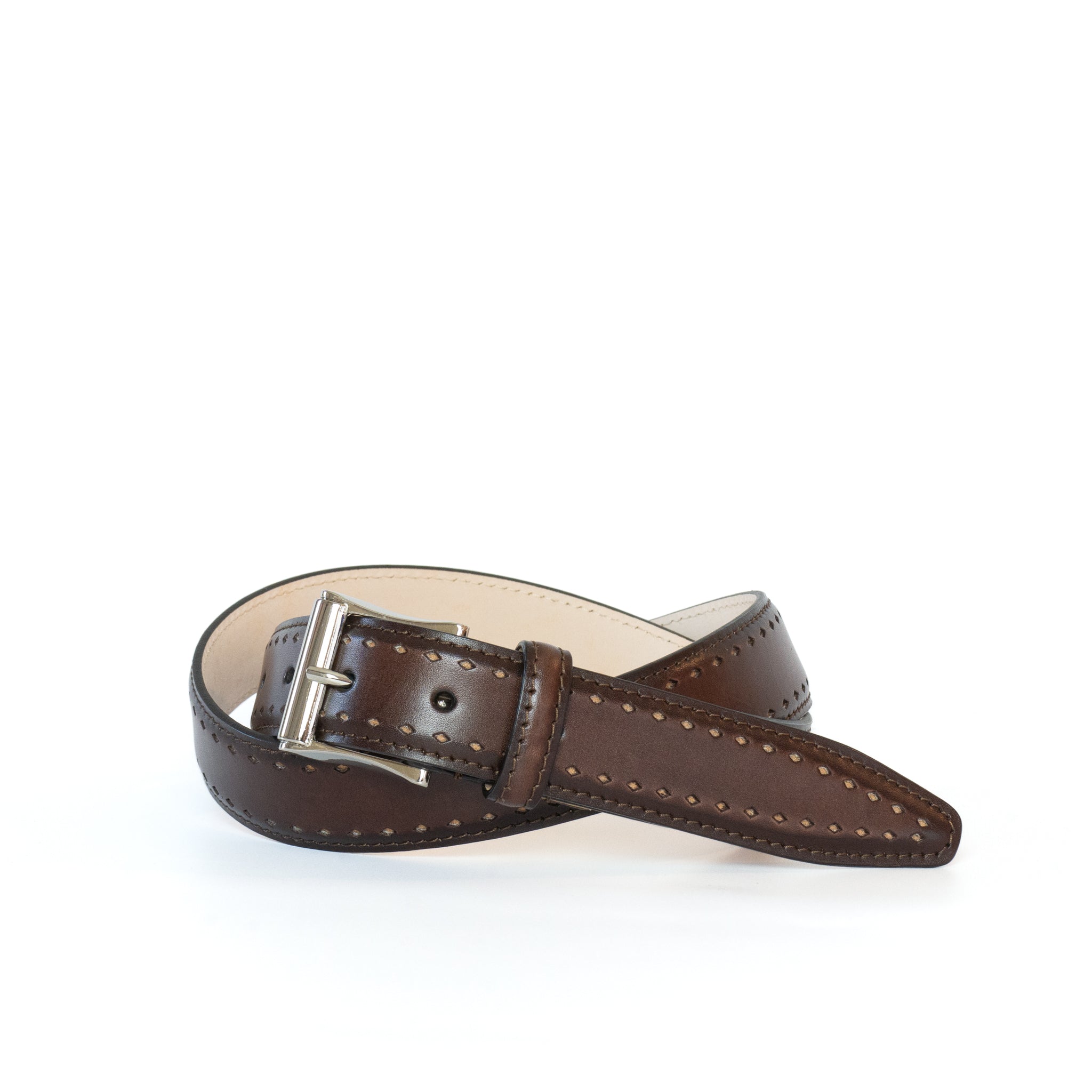 square buckle calf leather belt / medallion
