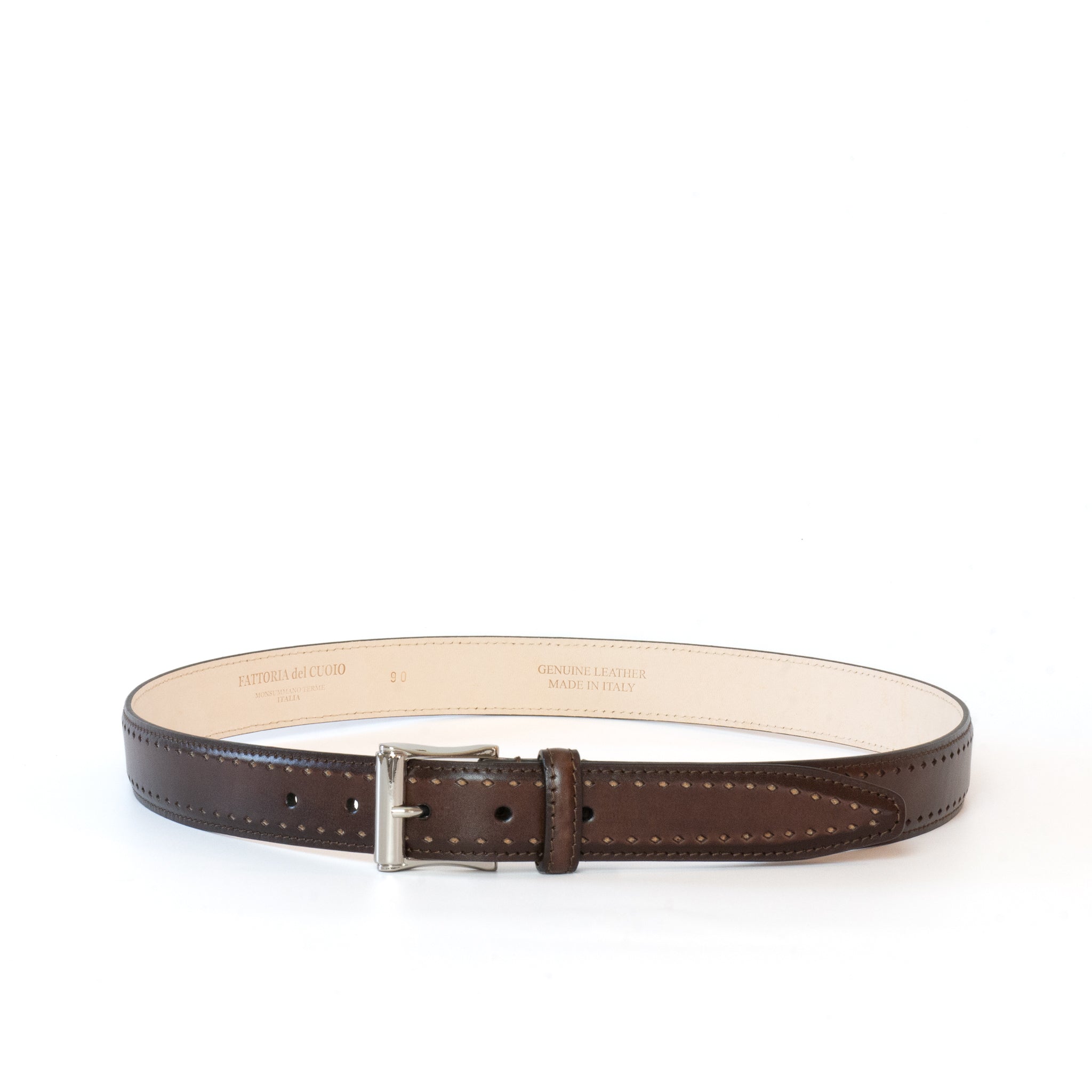 square buckle calf leather belt / medallion