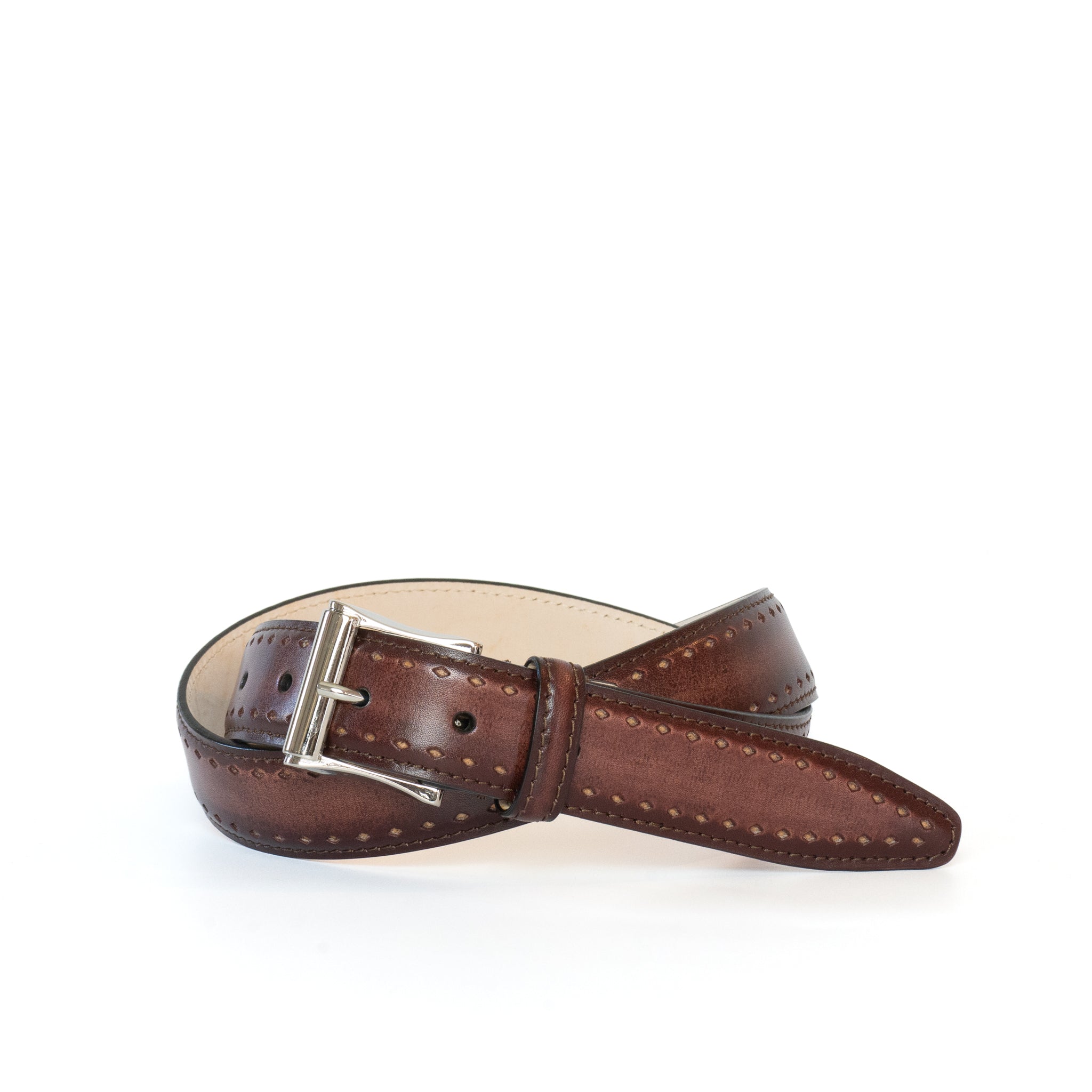 square buckle calf leather belt / medallion