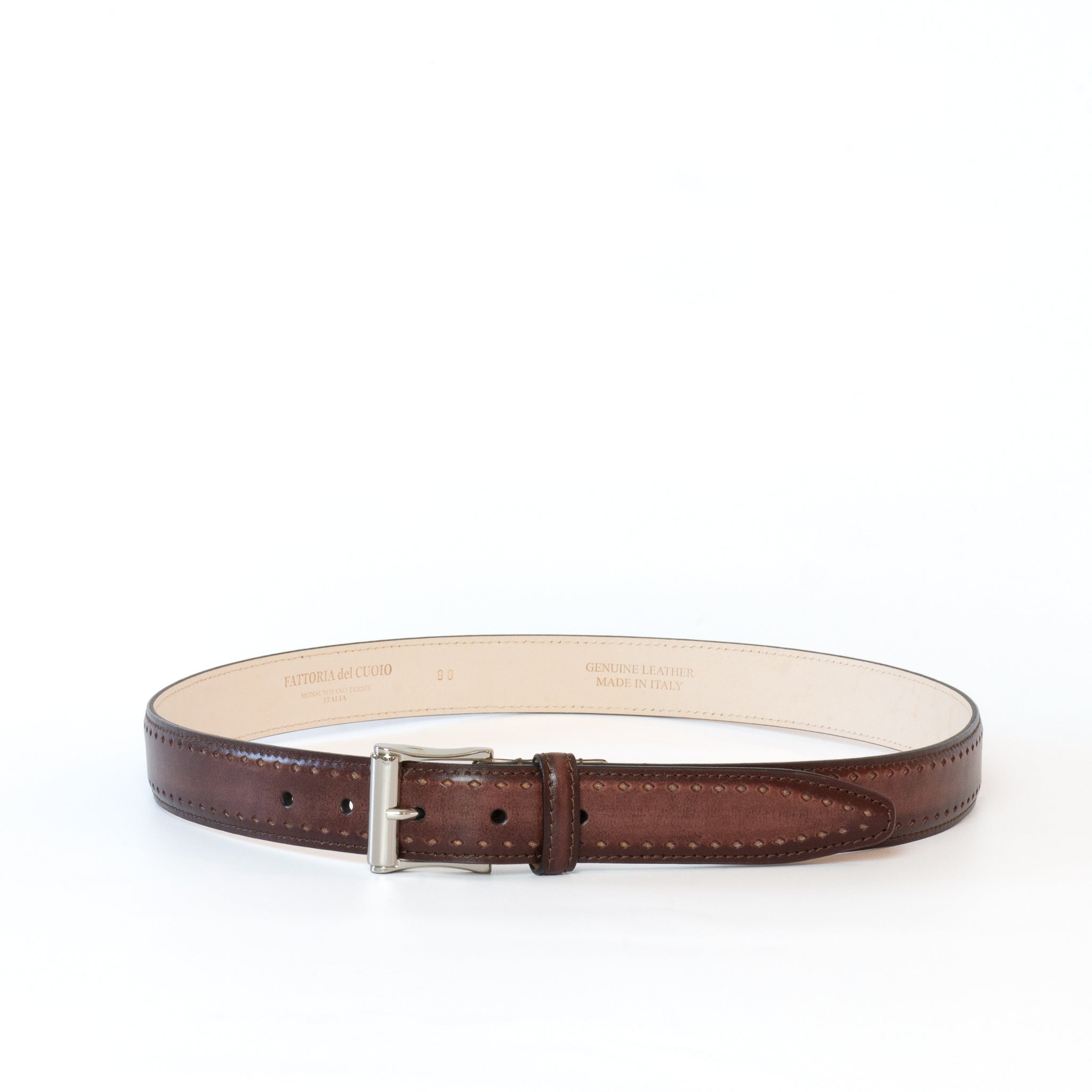 square buckle calf leather belt / medallion