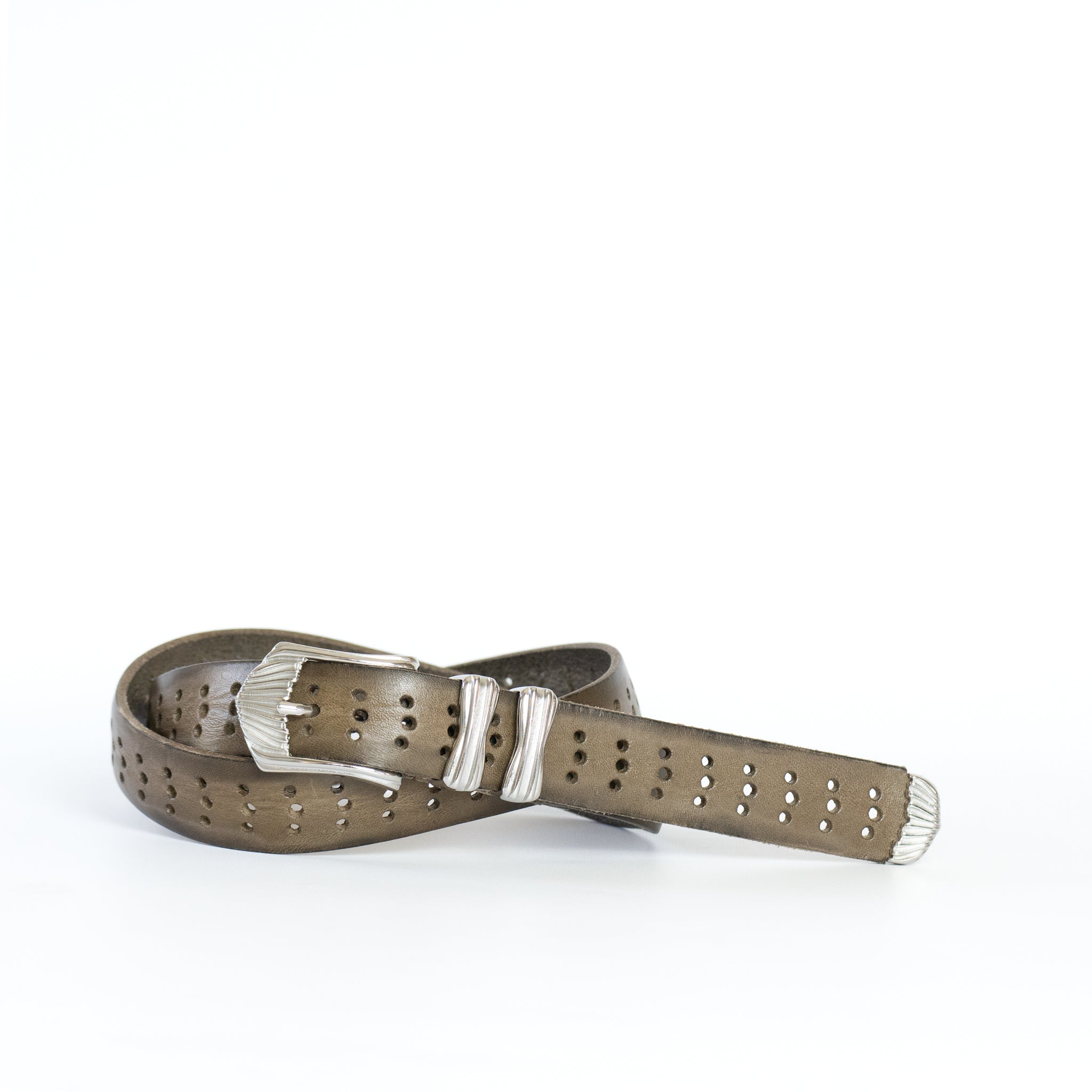 PERFORATED LEATHER WESTERN BELT |W05