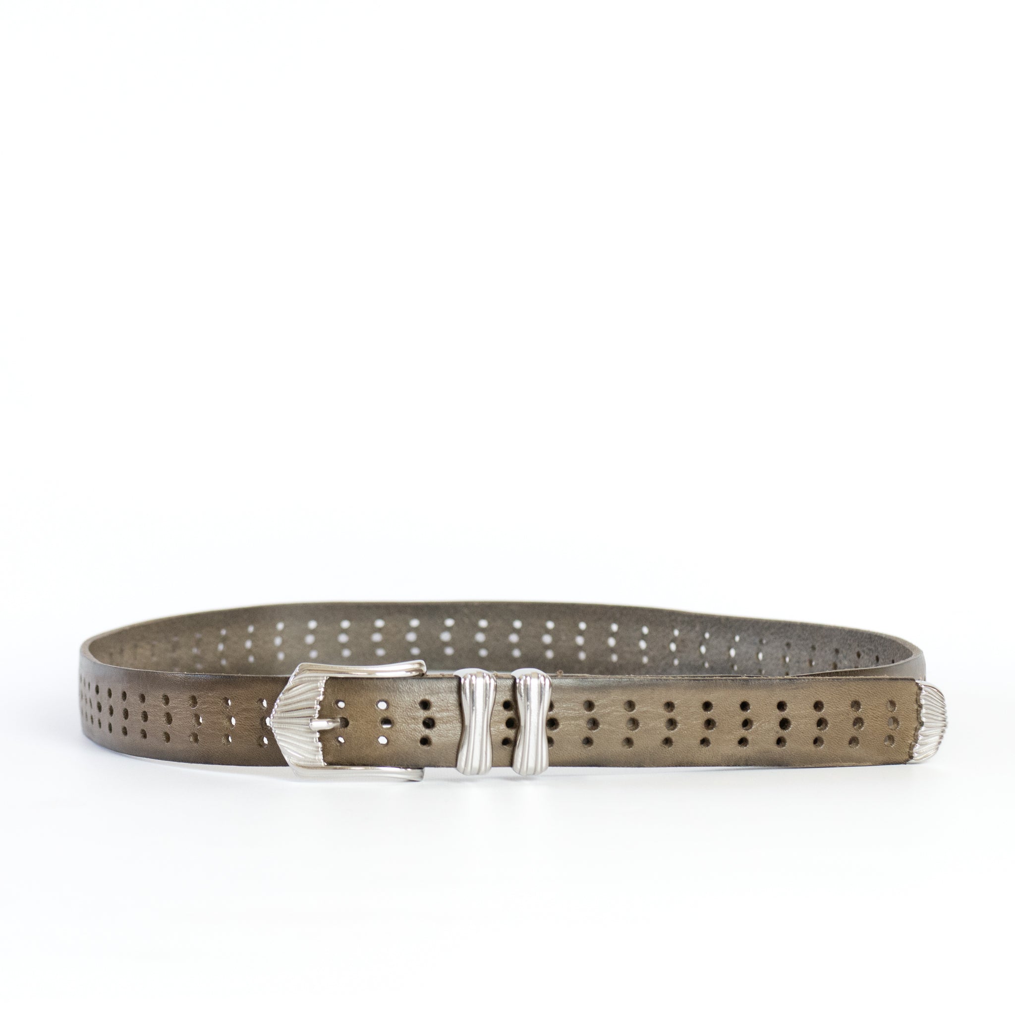 PERFORATED LEATHER WESTERN BELT |W05