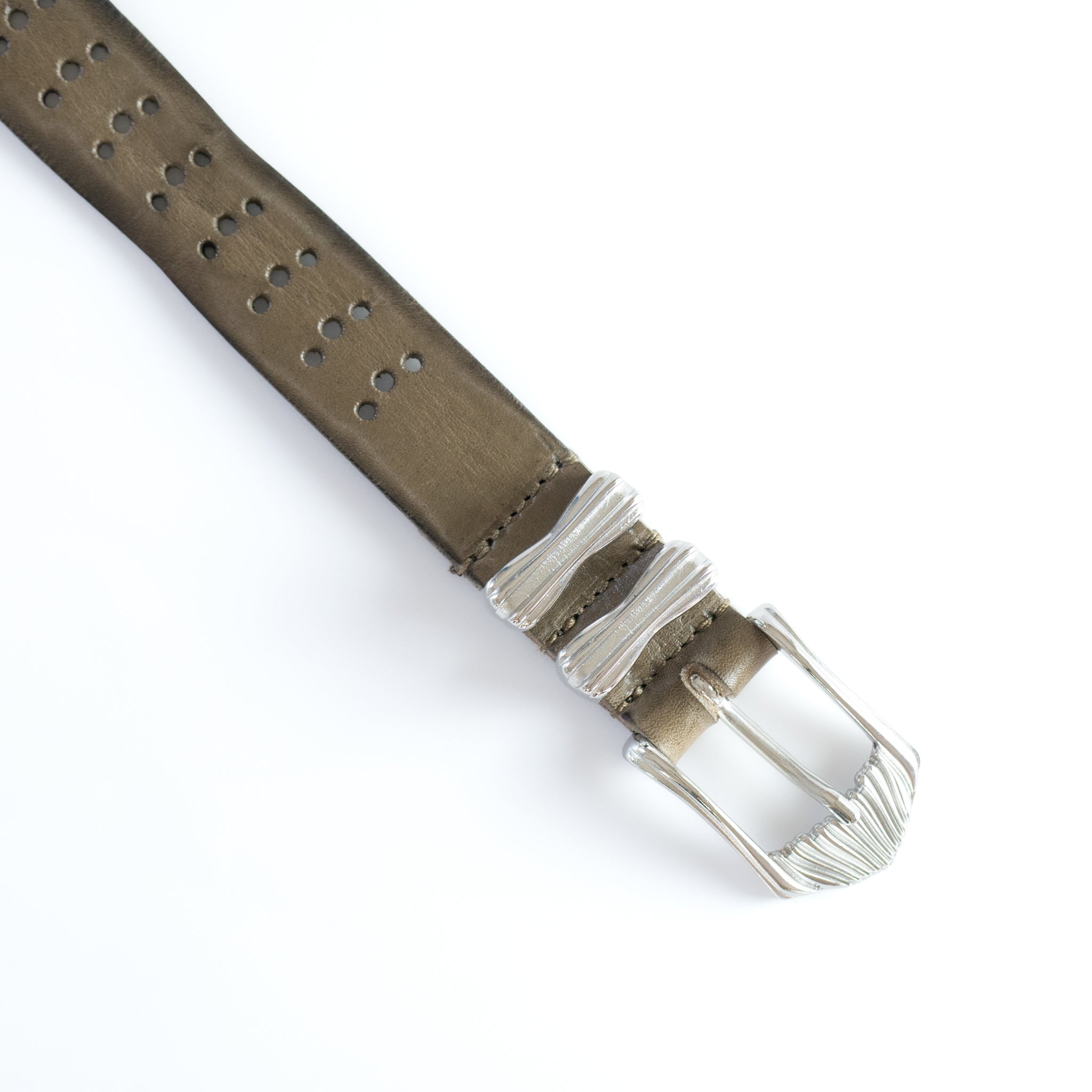 PERFORATED LEATHER WESTERN BELT |W05