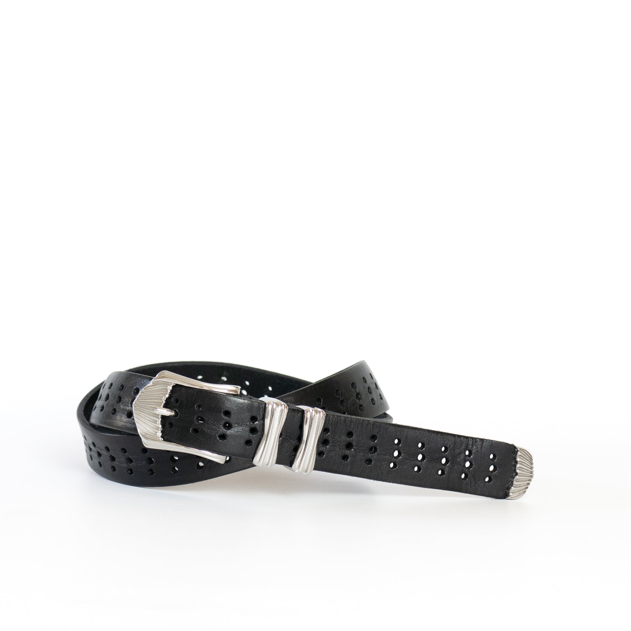 PERFORATED LEATHER WESTERN BELT |W05