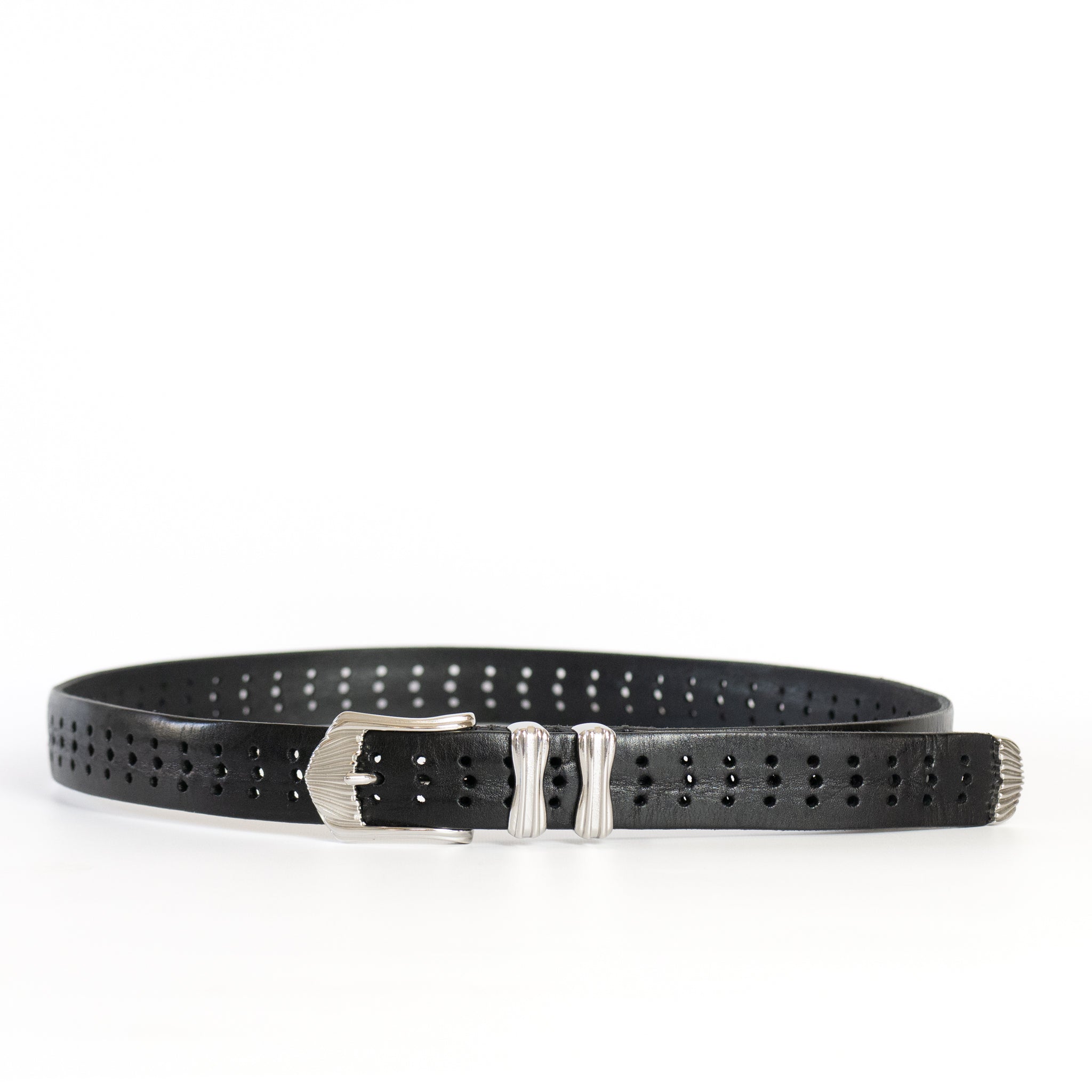 PERFORATED LEATHER WESTERN BELT |W05
