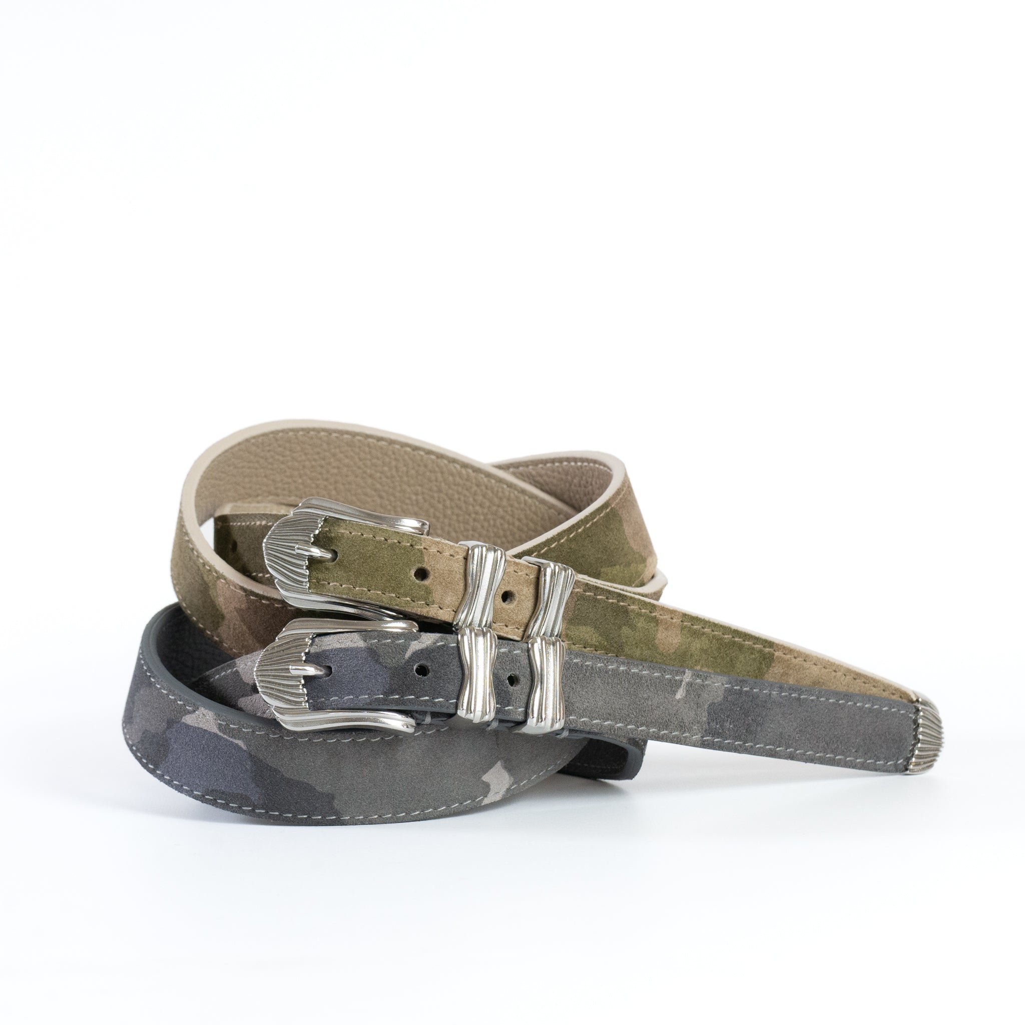 CAMOUFLAGE SUEDE LEATHER WESTERN BELT | W05