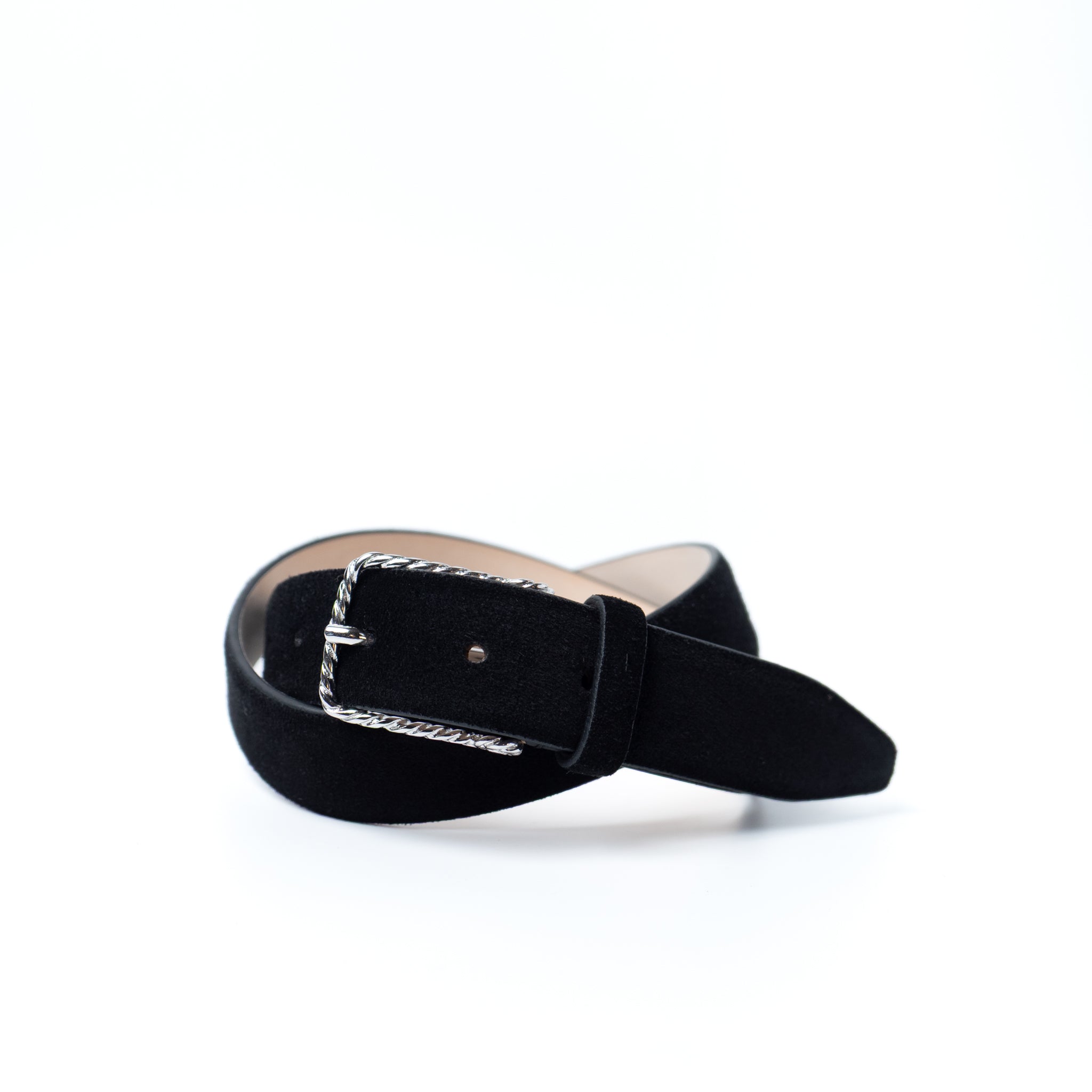 ROPE BUCKLE SUEDE BELT / SILVER BUCKLE