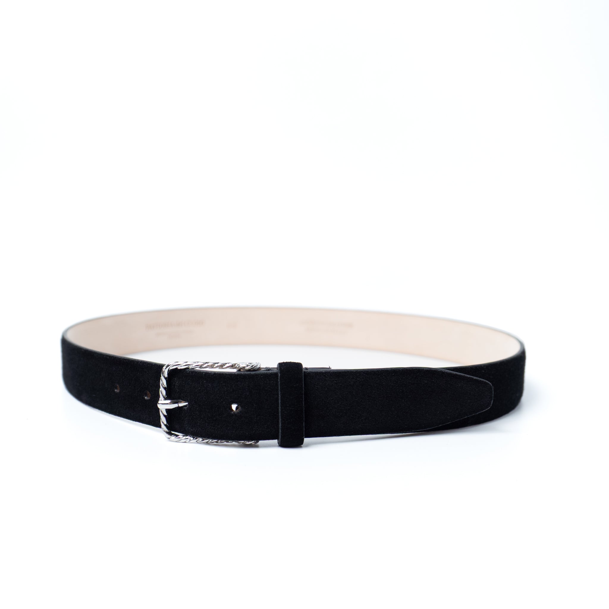 ROPE BUCKLE SUEDE BELT / SILVER BUCKLE