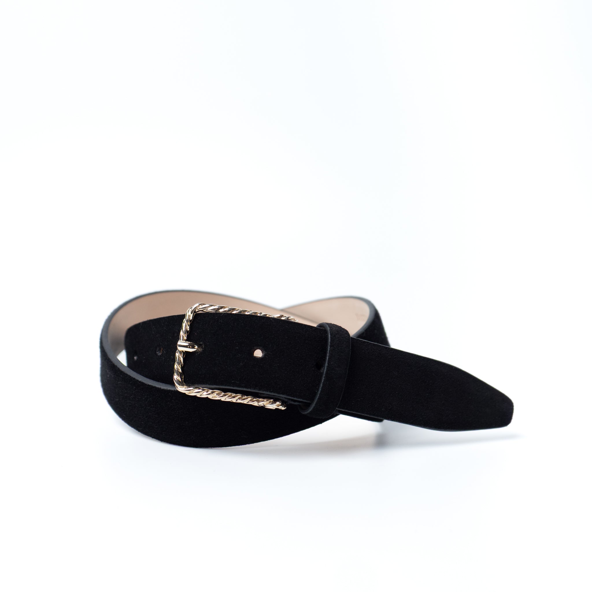 ROPE BUCKLE SUEDE BELT / GOLD BUCKLE