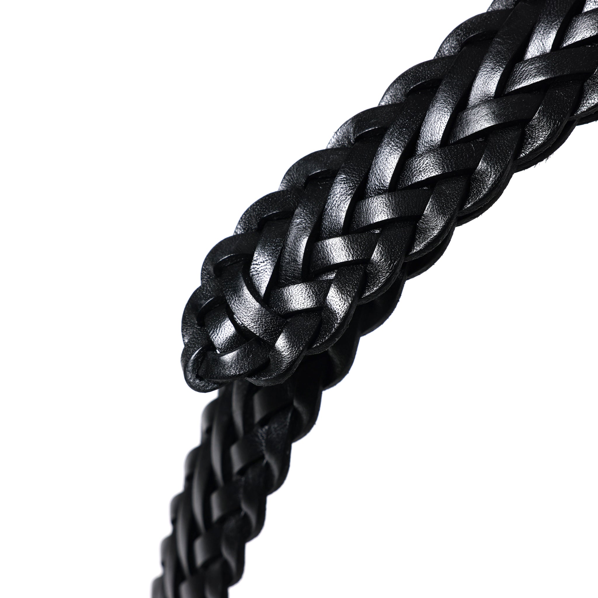 HAND-BRAIDED / DOME BUCKLE MESH LEATHER BELT
