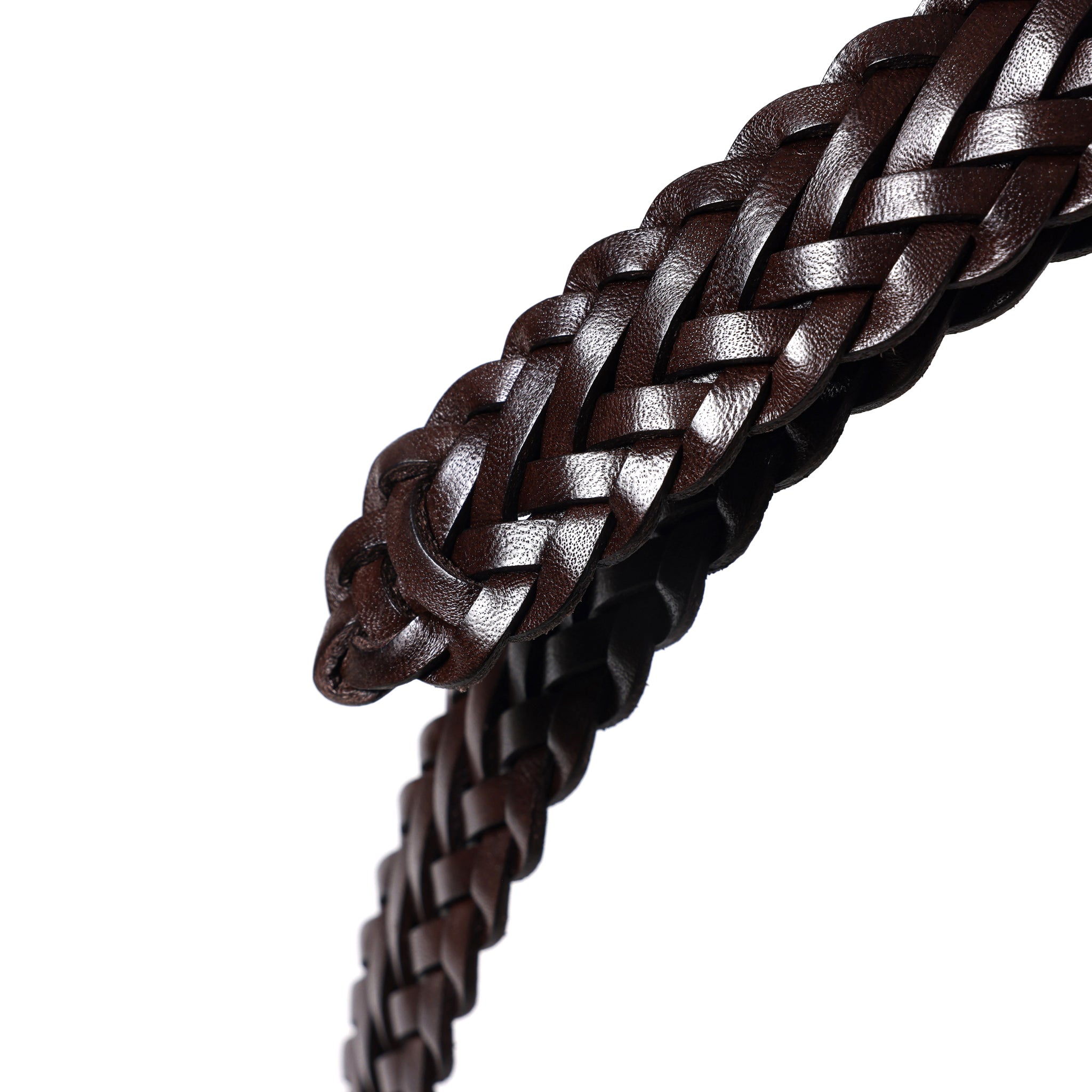HAND-BRAIDED / COMPACT SQUAR BUCKLE MESH LEATHER BELT
