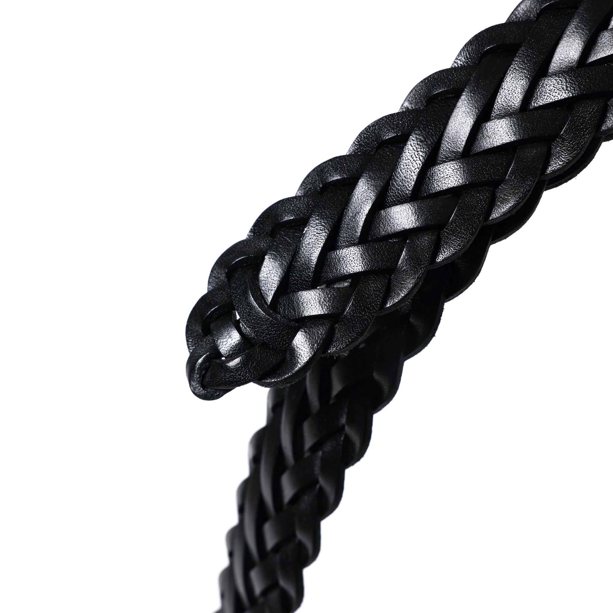 HAND-BRAIDED / COMPACT SQUAR BUCKLE MESH LEATHER BELT
