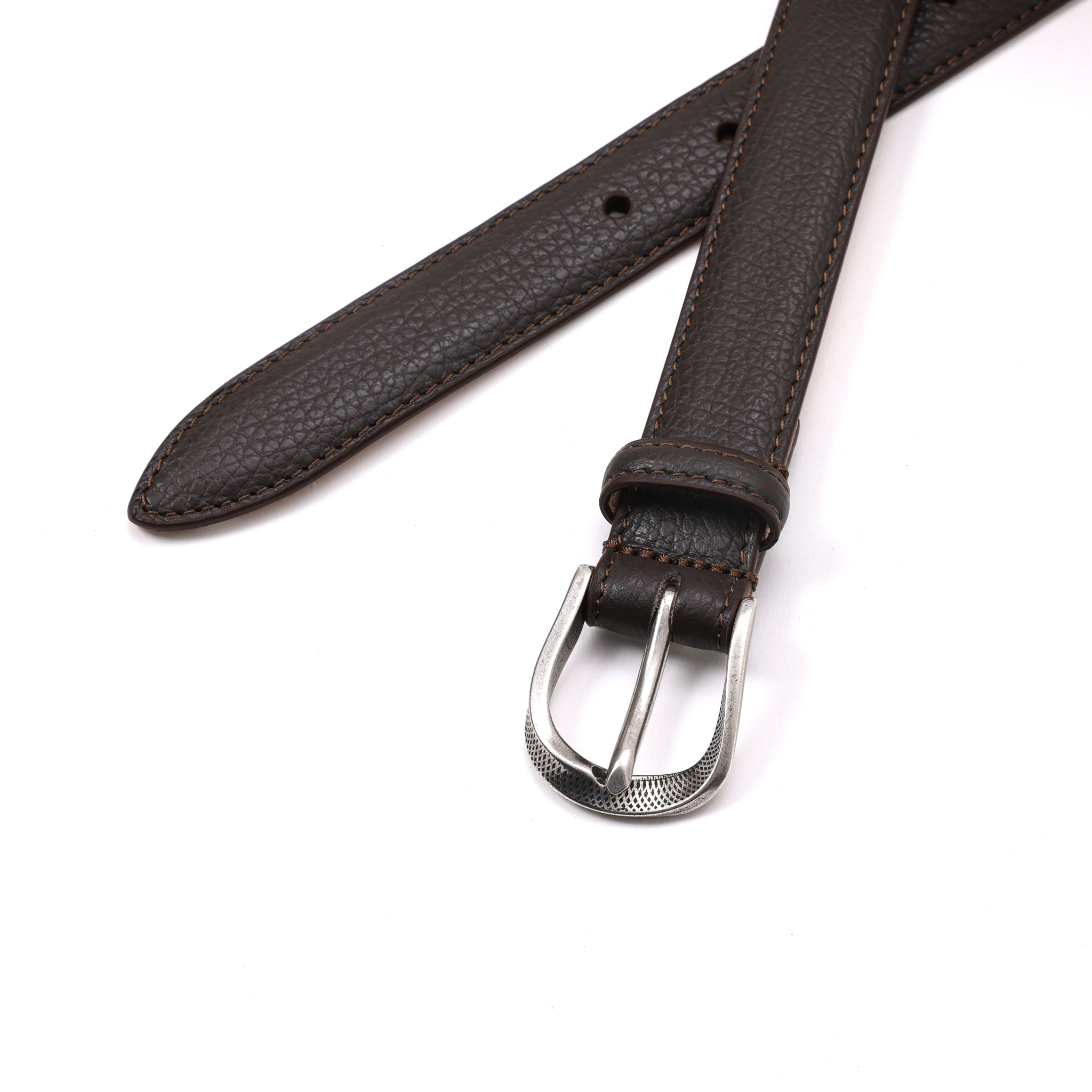 TWIST BUCKLE SHRINK EMBOSSED LEATHER BELT