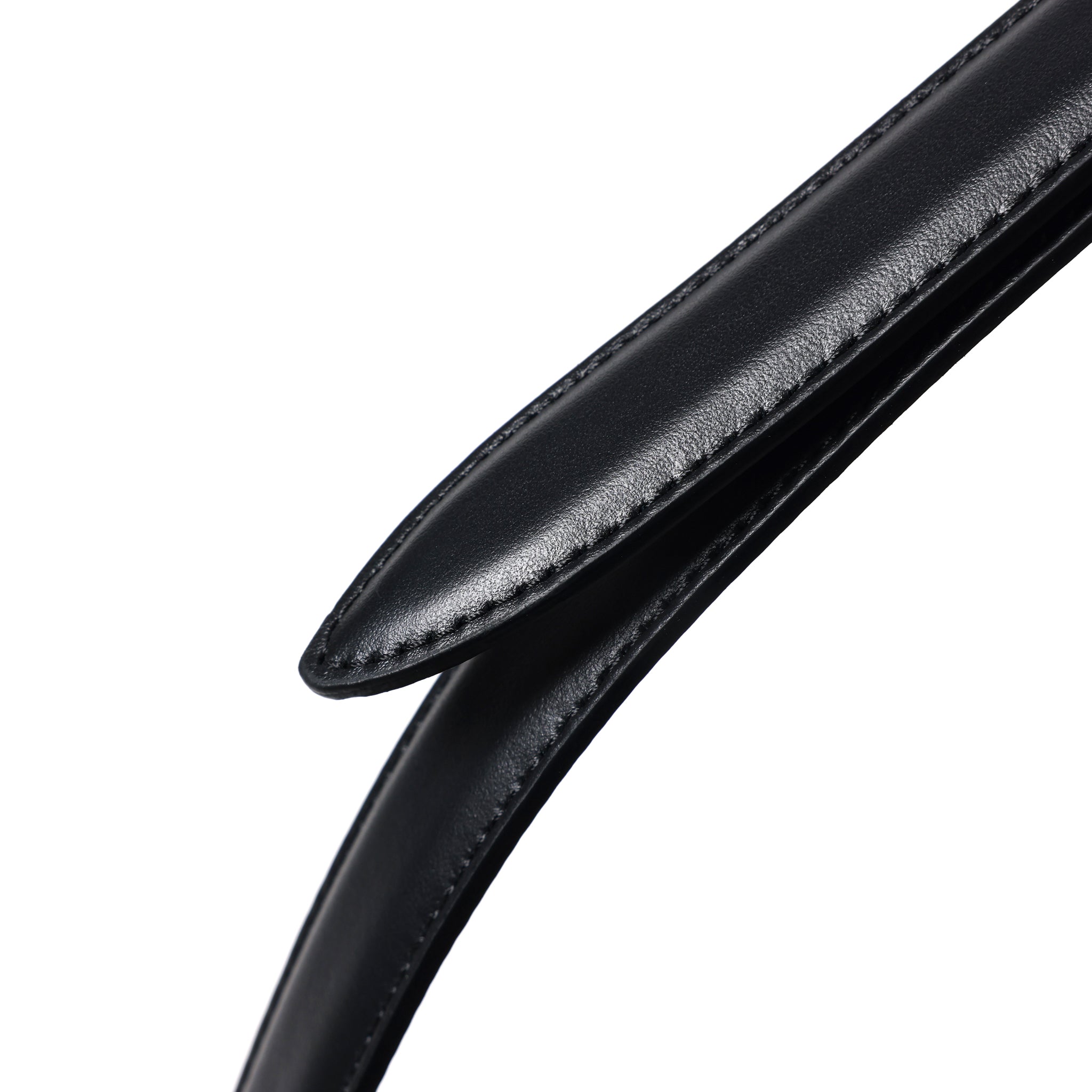 TWIST BUCKLE SMOOTH LEATHER BELT / SILVER BUCKLE