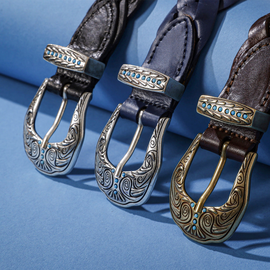 カウレザー ウェスタンメッシュベルト asolina W07 (SILVER) | 25mm