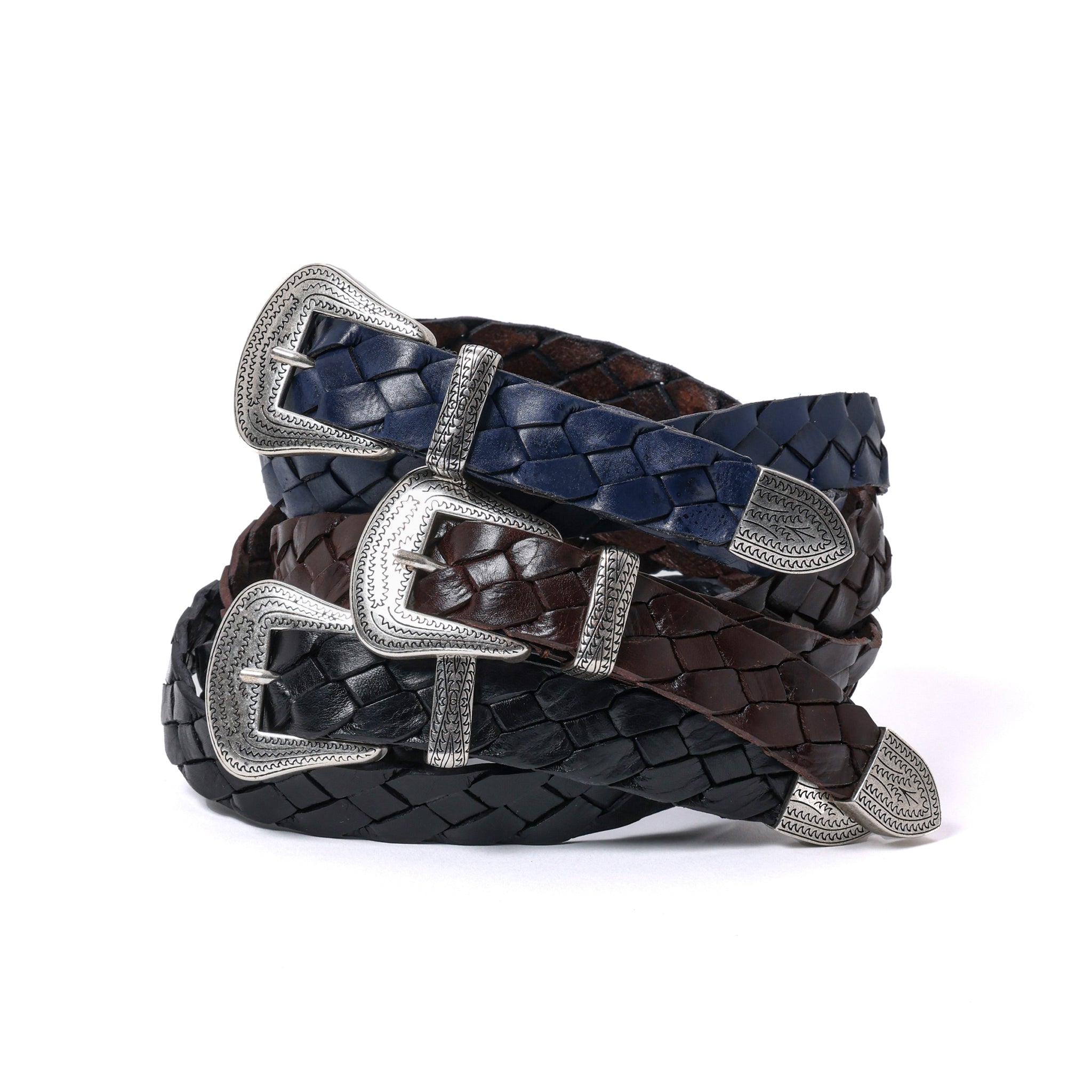 カウレザー ウェスタンメッシュベルト W08 (SILVER) | 25mm