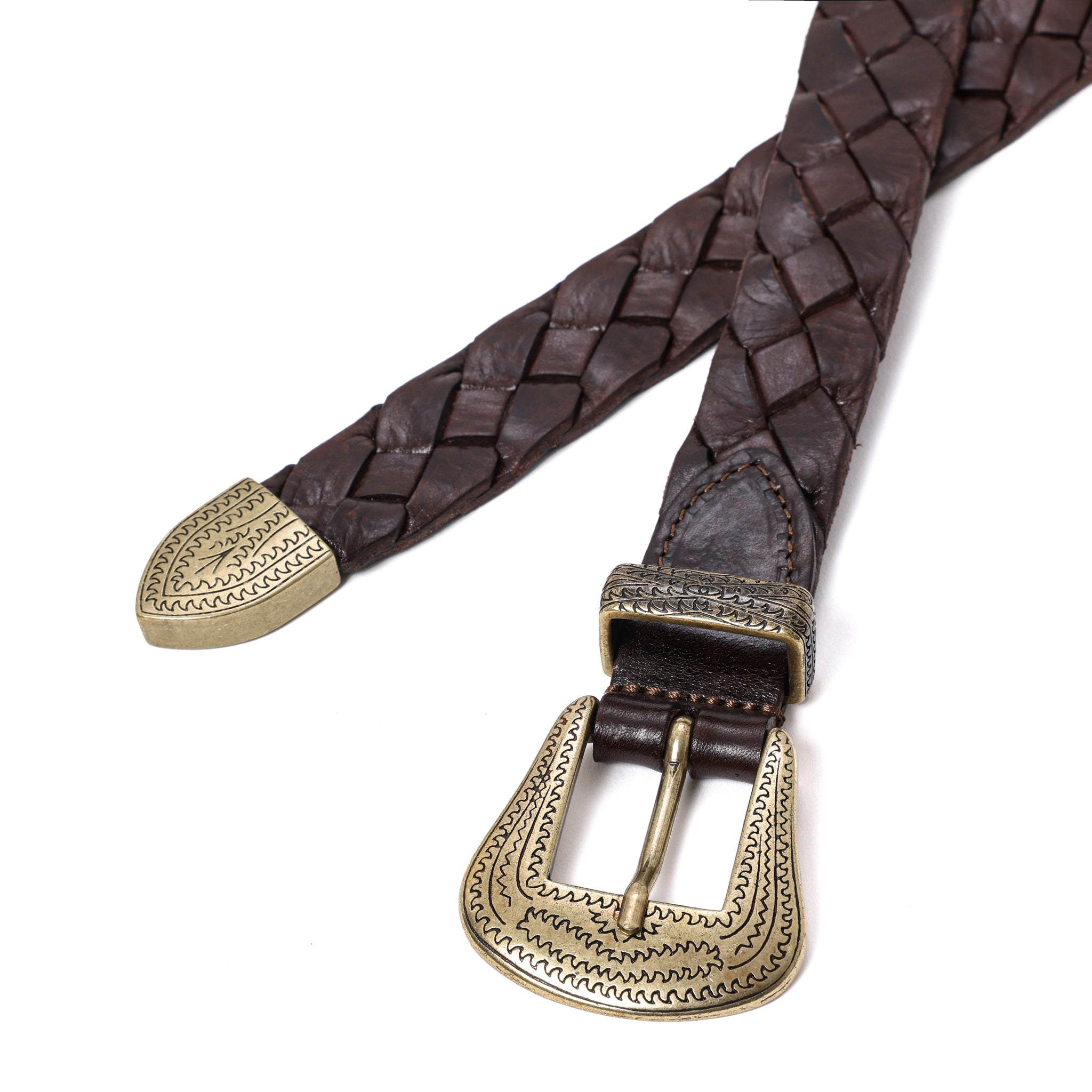 カウレザー ウェスタンメッシュベルト W08 (GOLD) | 25mm