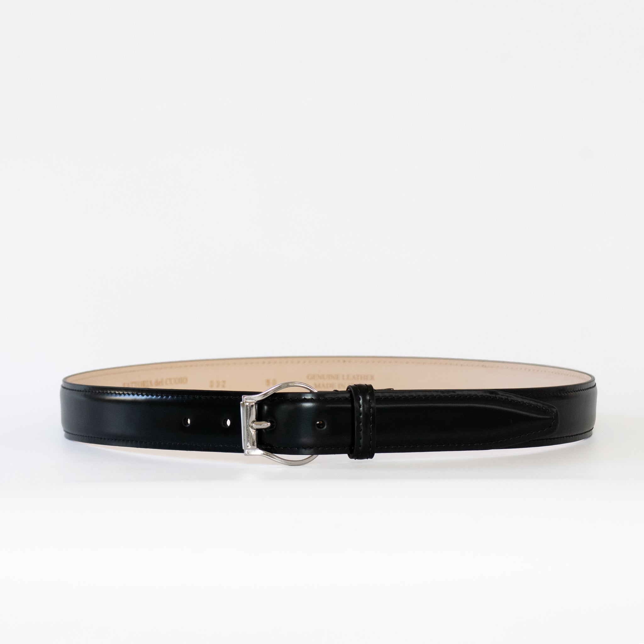 dome buckle corrected grain leather belt