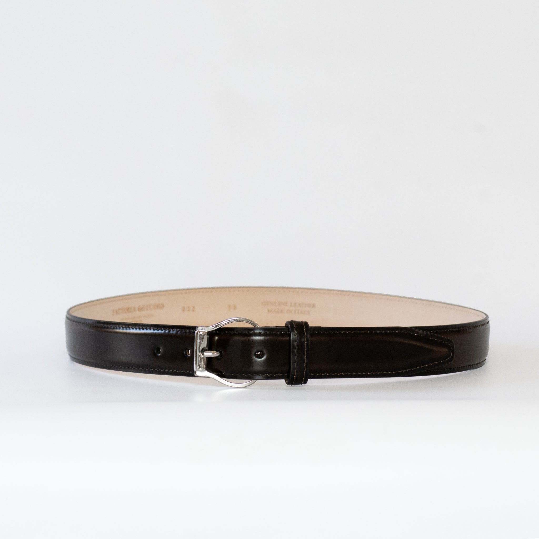 dome buckle corrected grain leather belt