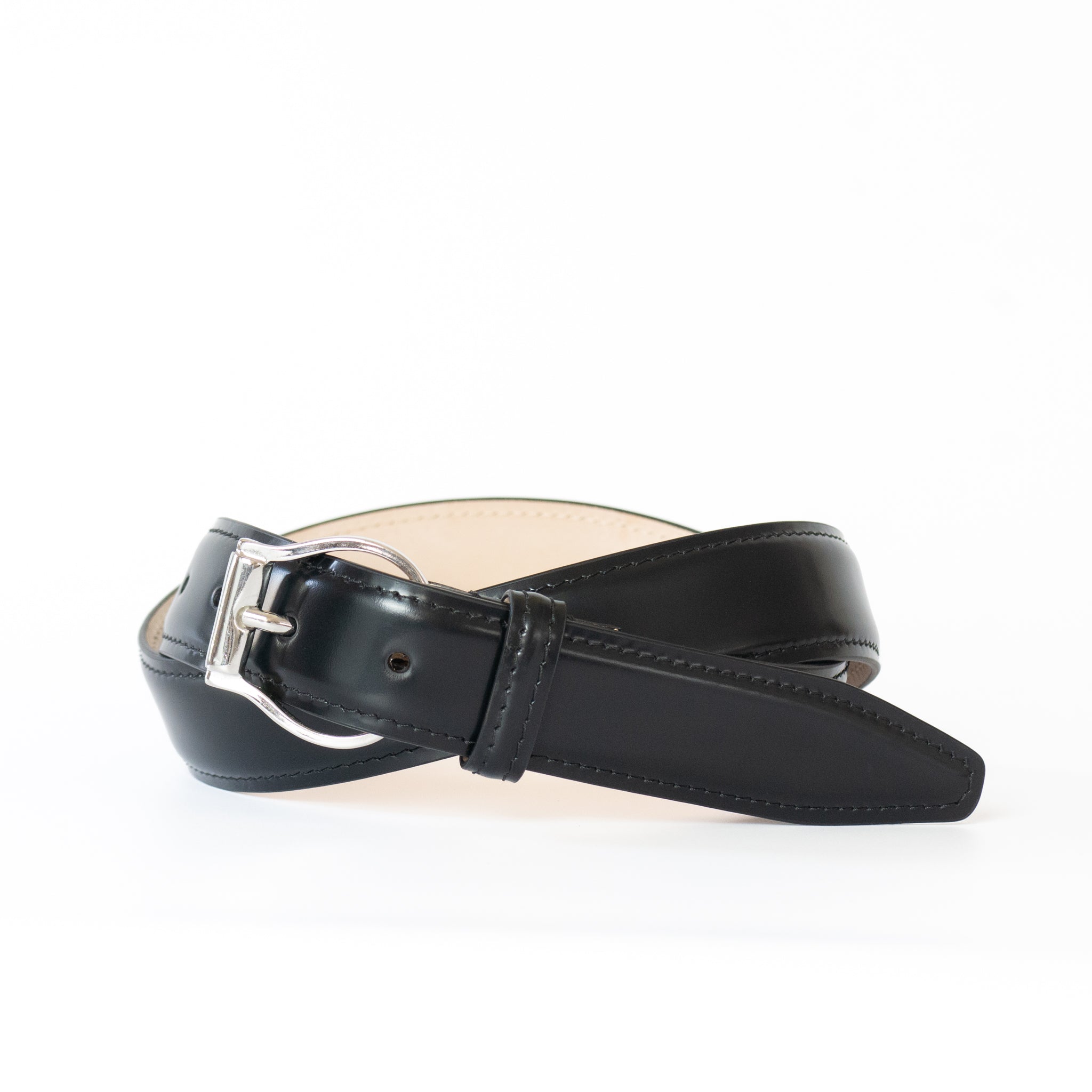 dome buckle corrected grain leather belt