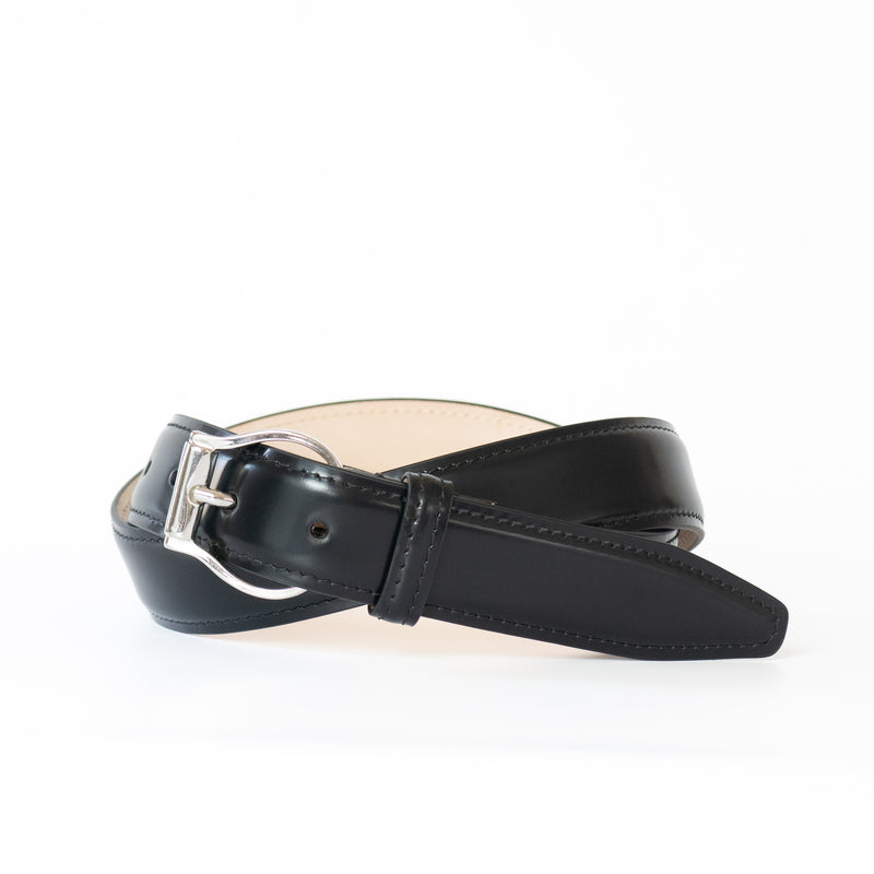 dome buckle corrected grain leather belt