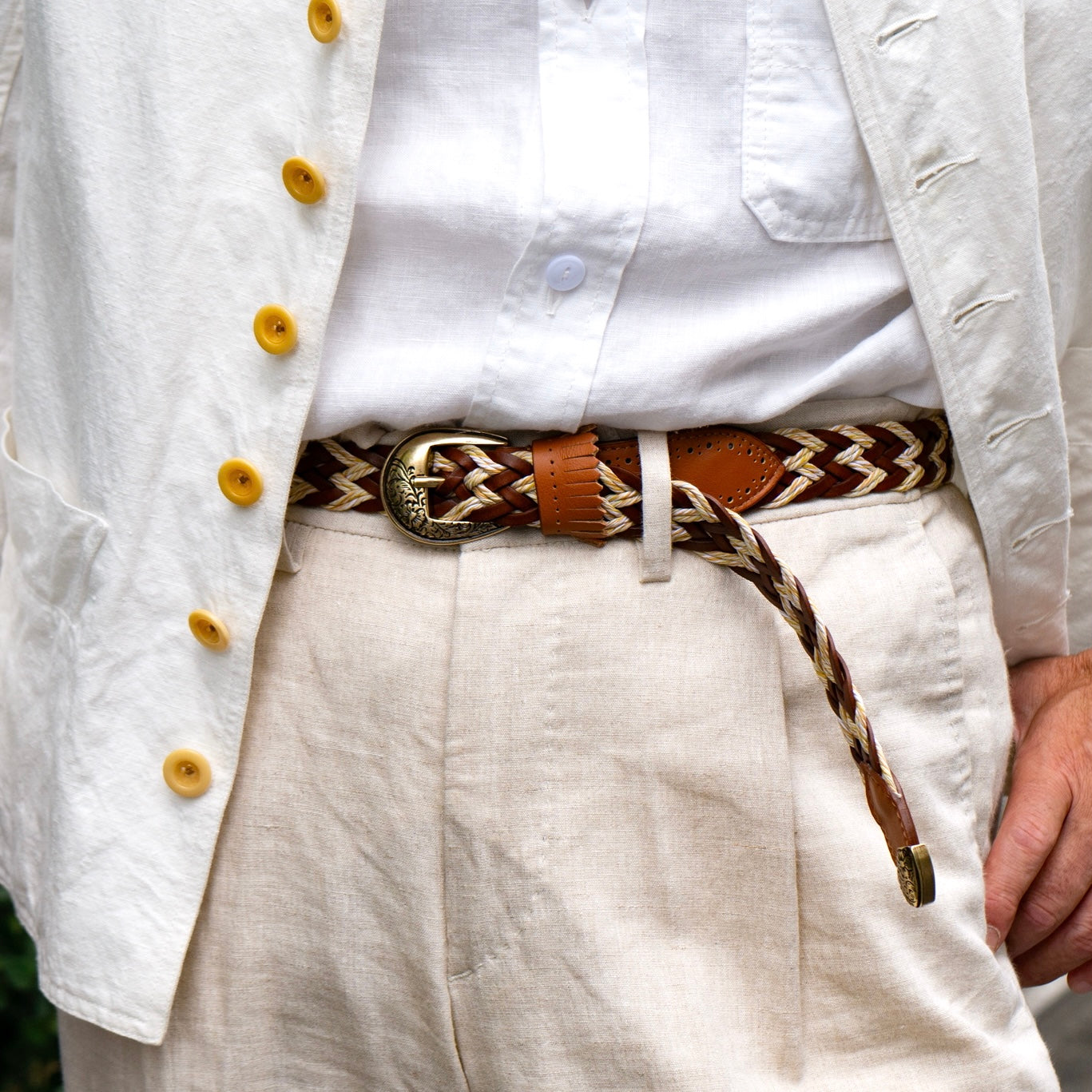 frangia 2° | Leather combination mesh BELT / SILVER & GOLD BUCKLE