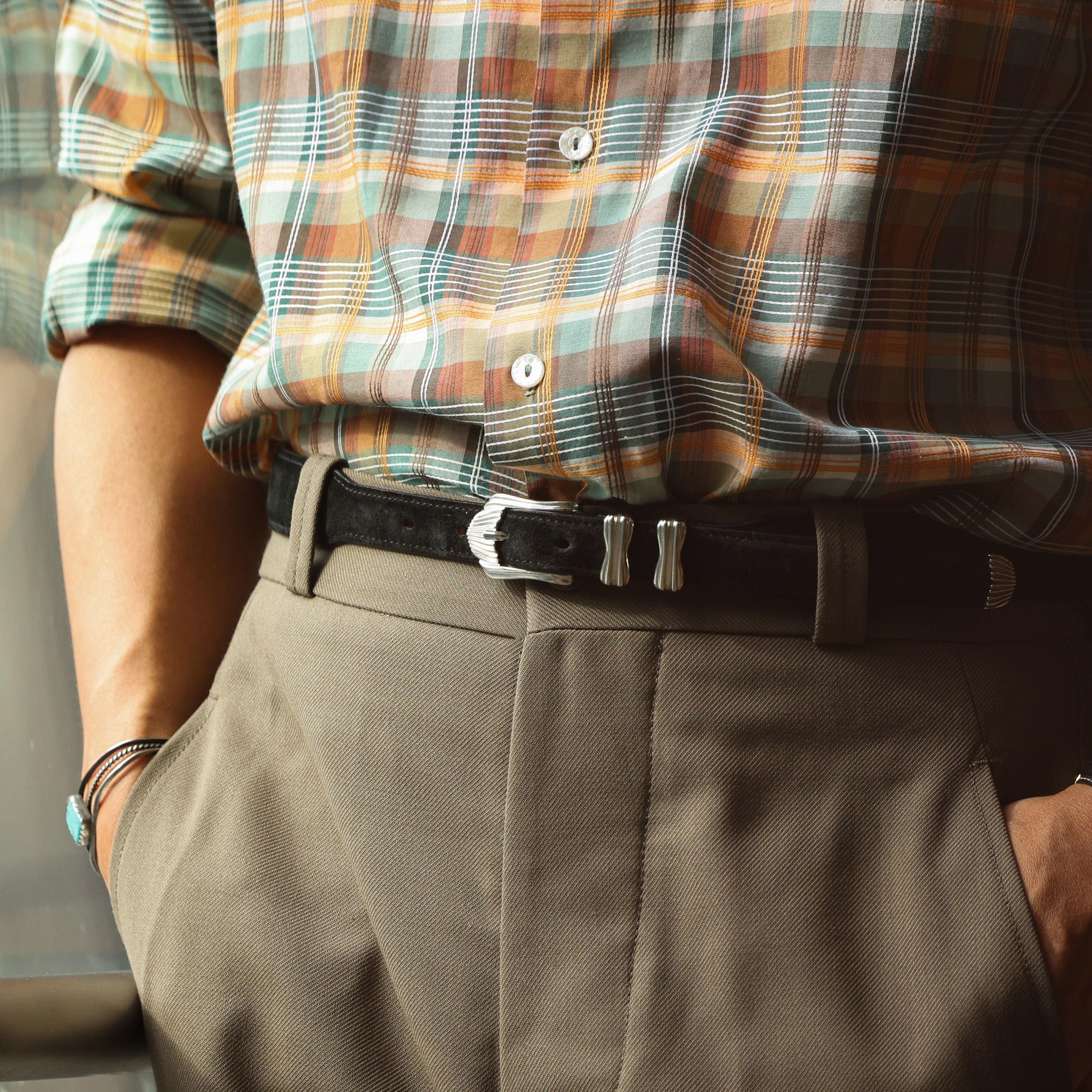 SUEDE LEATHER WESTERN BELT