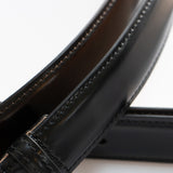 square buckle corrected grain leather belt
