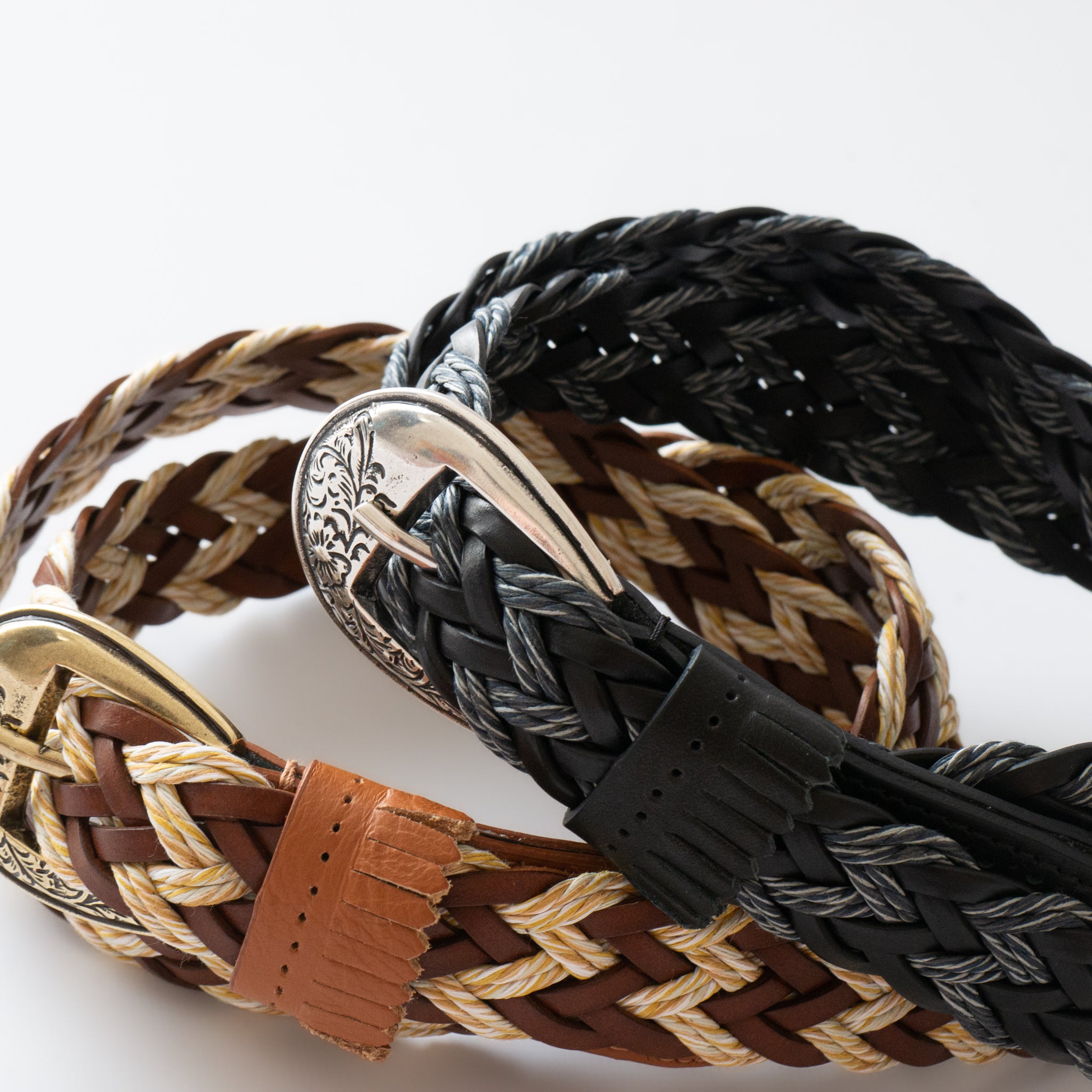 frangia 2° | Leather combination mesh BELT / SILVER & GOLD BUCKLE