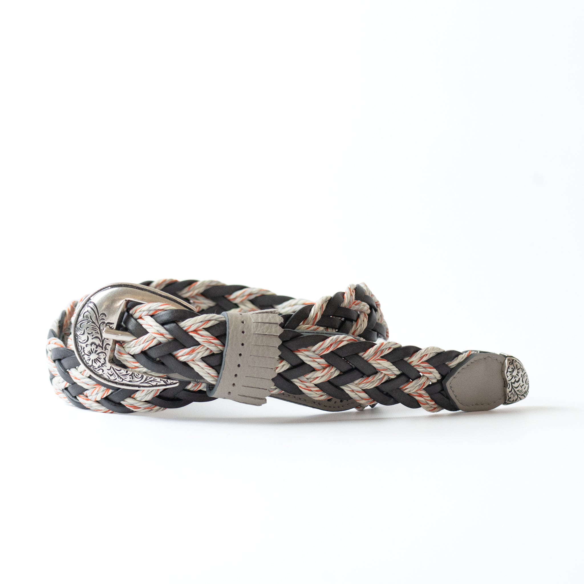 frangia 2° | Leather combination mesh BELT / SILVER & GOLD BUCKLE