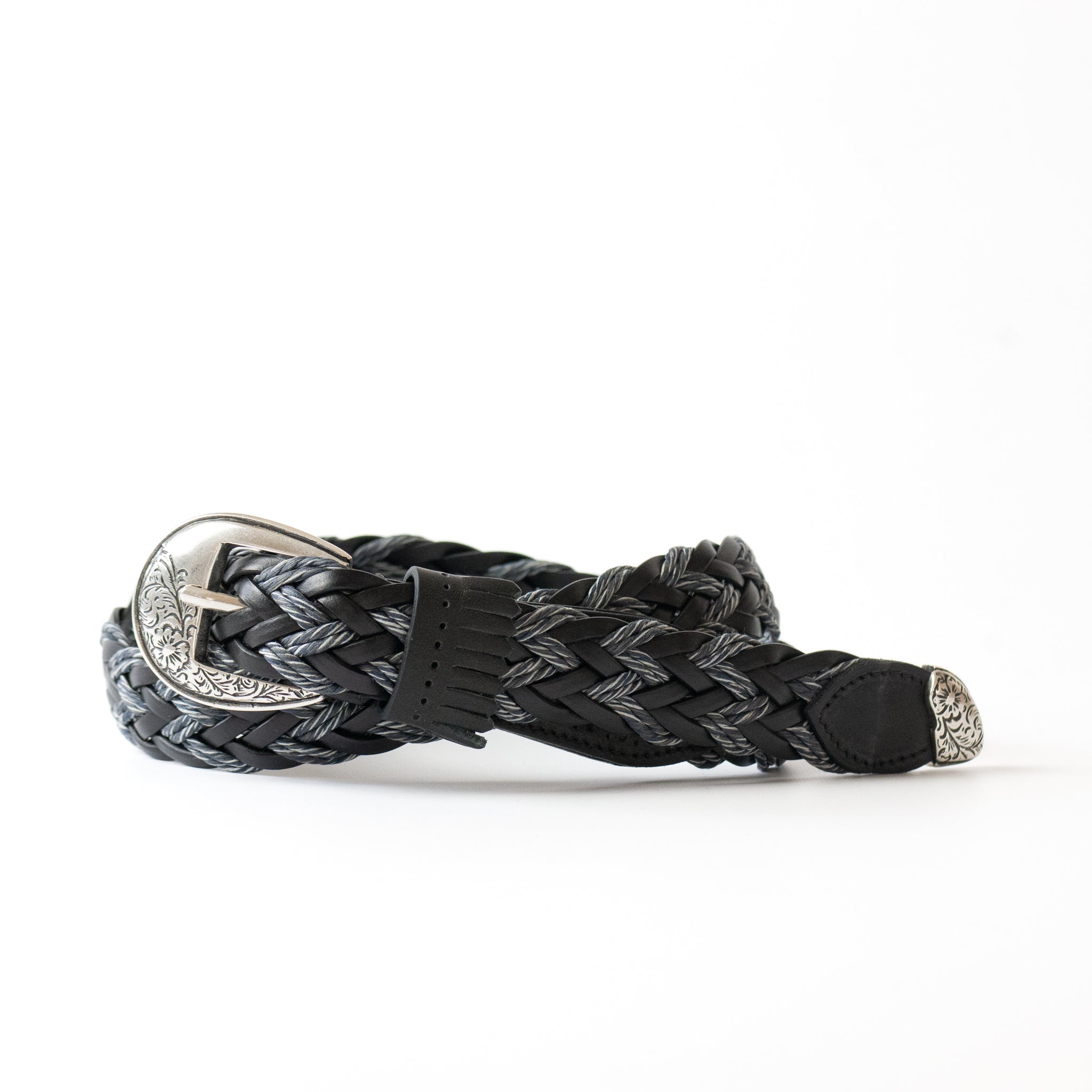 frangia 2° | Leather combination mesh BELT / SILVER & GOLD BUCKLE