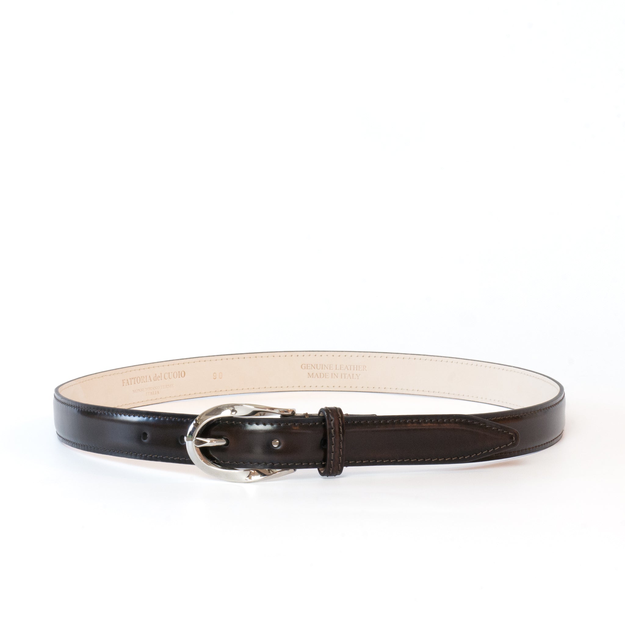 OVAL TWIST BUCKLE CORRECTED GRAIN LEATHER BELT