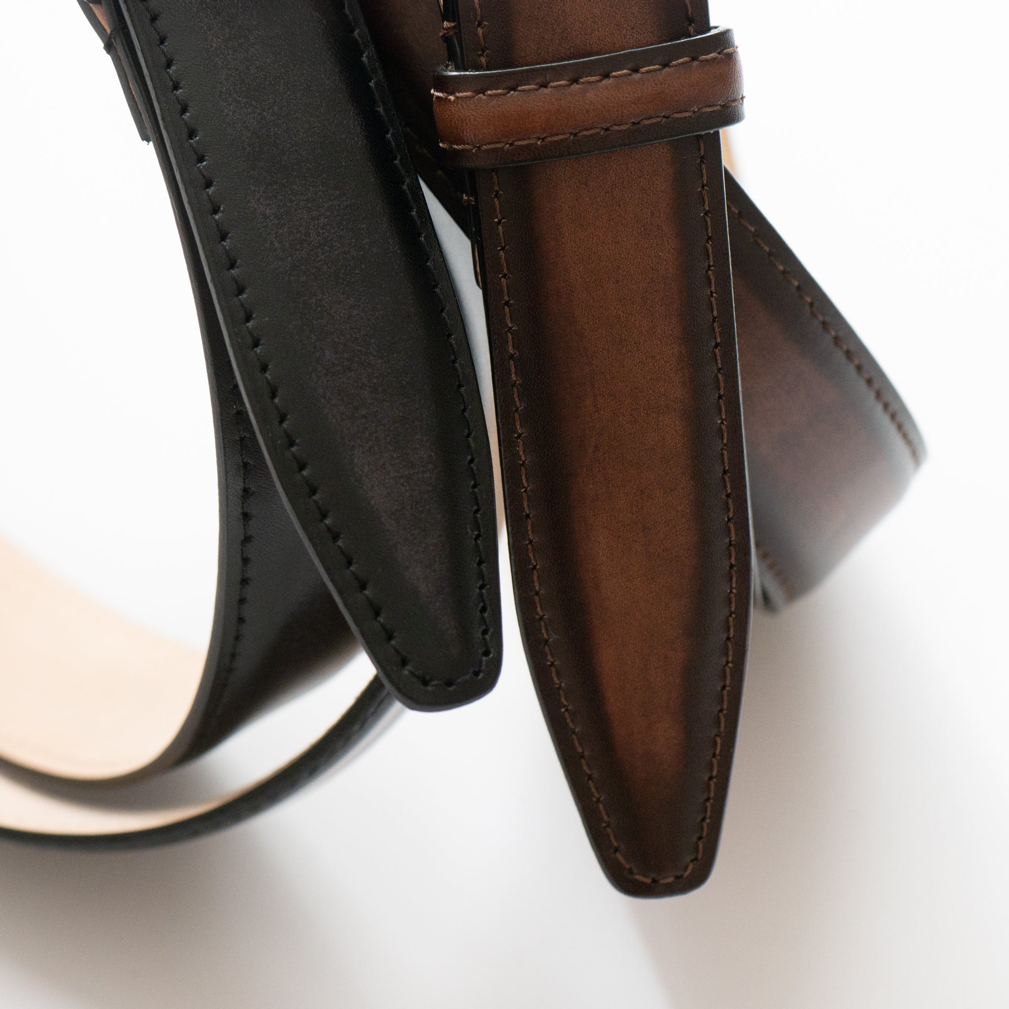 WAVE PATTERN SQUARE BUCKLE CALF LEATHER BELT